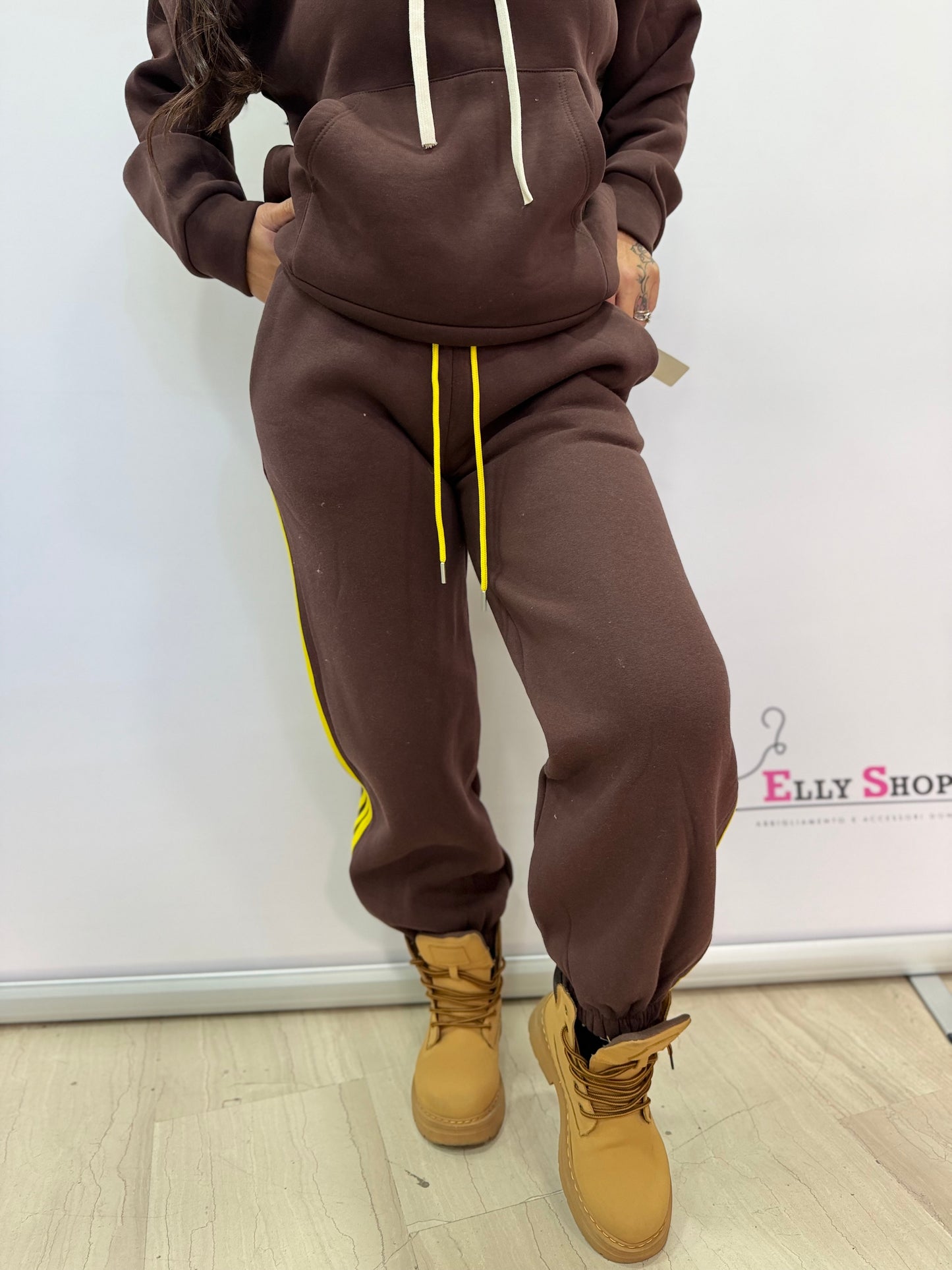 Pantalone tuta donna felpato con bande laterali