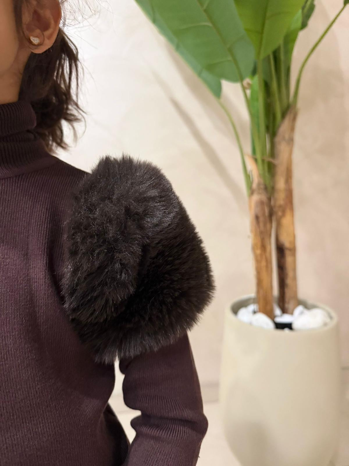 Completo elegante marrone bambina