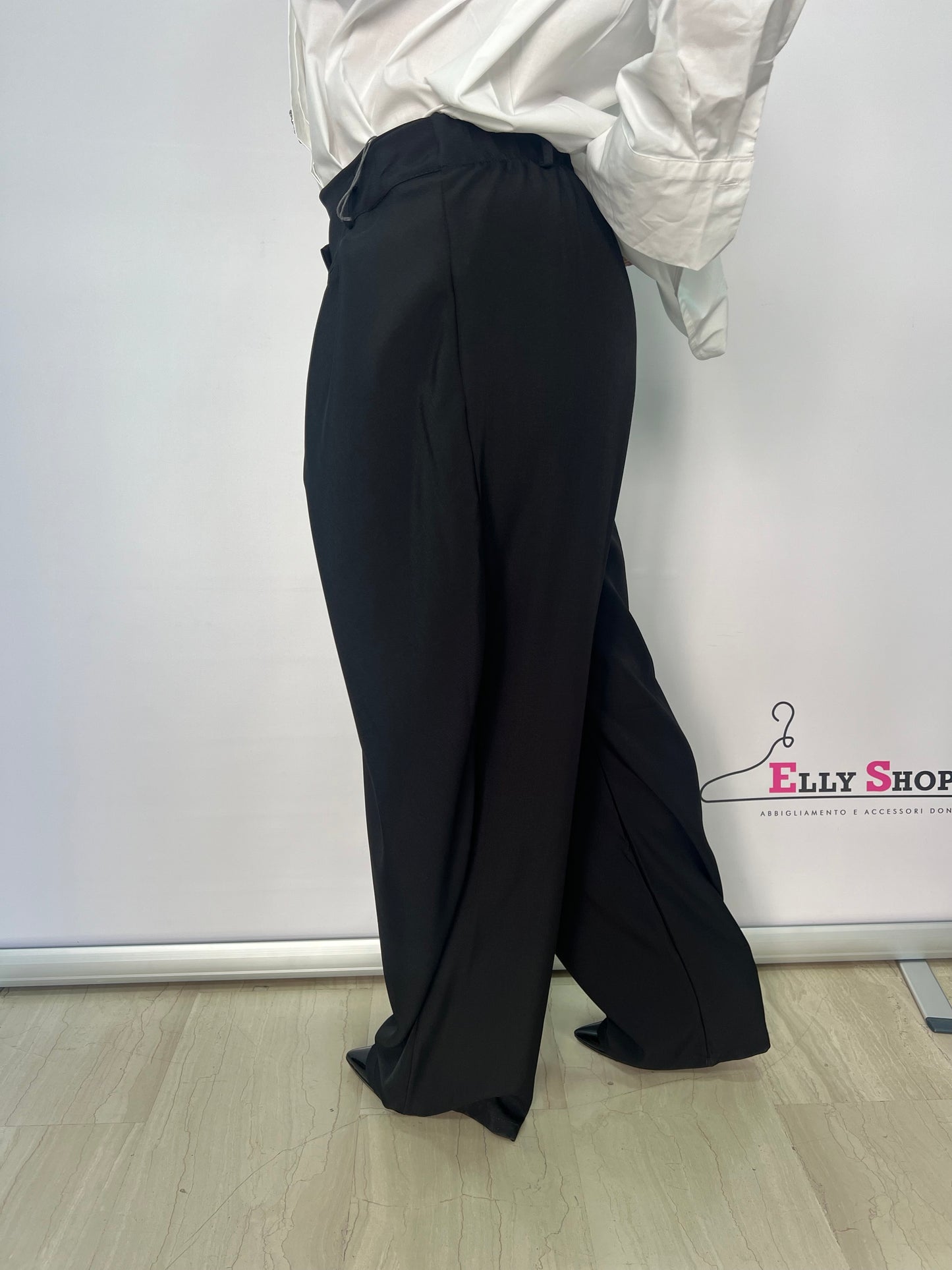 Pantalone donna ampio con piega incrociata