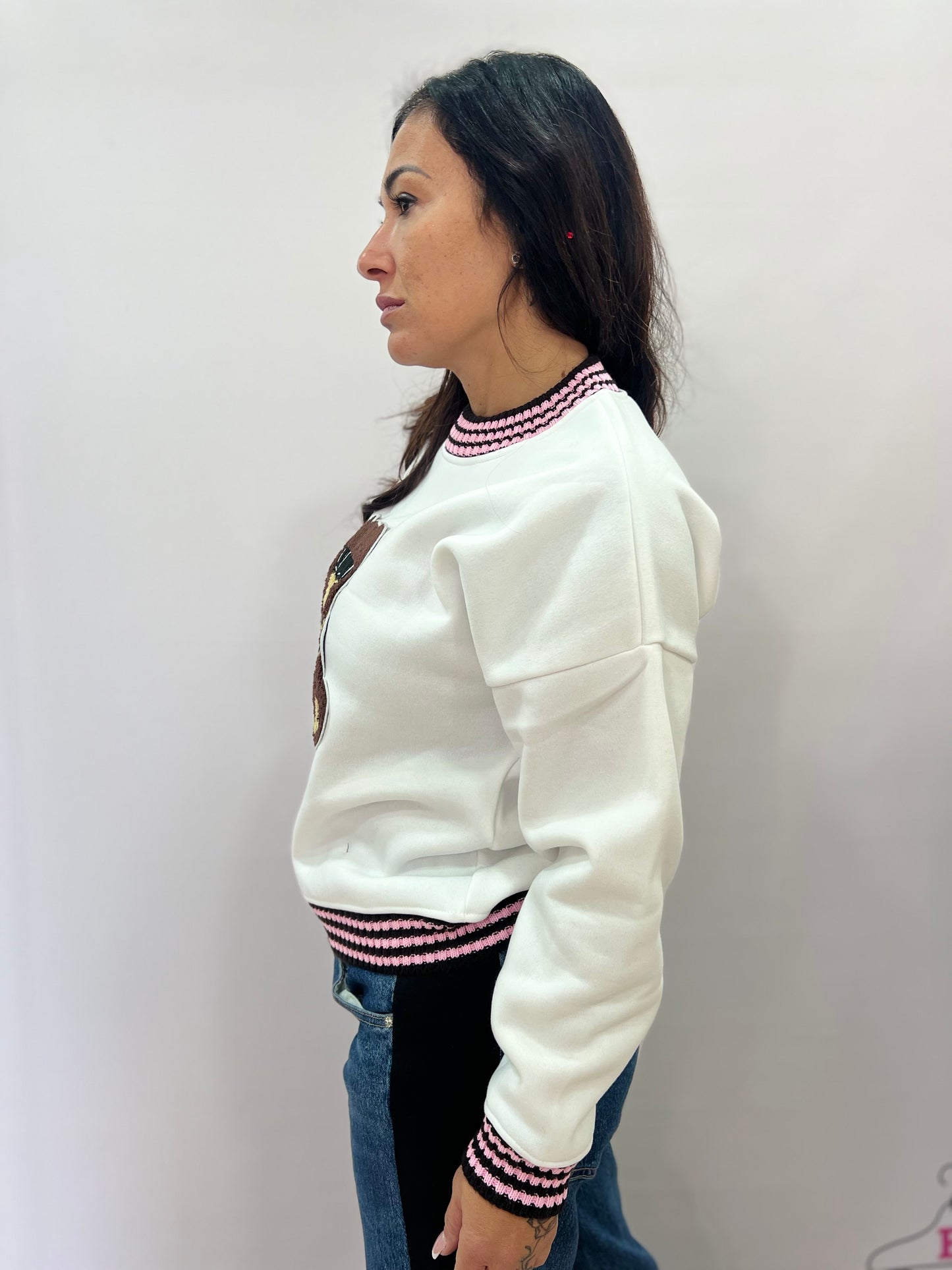 Felpa donna orsetto ricamata