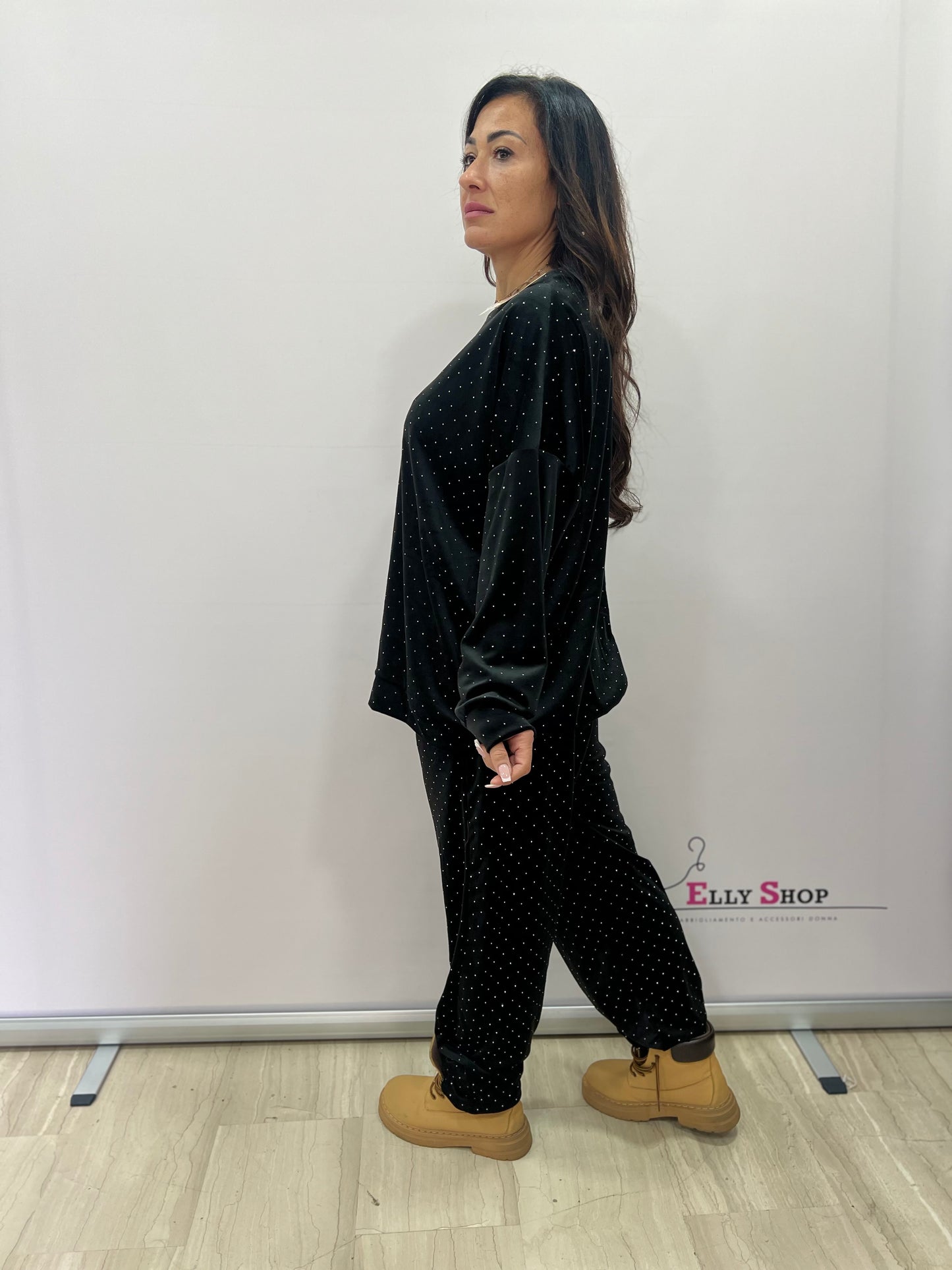 Completo loungewear con brillantini donna curvy