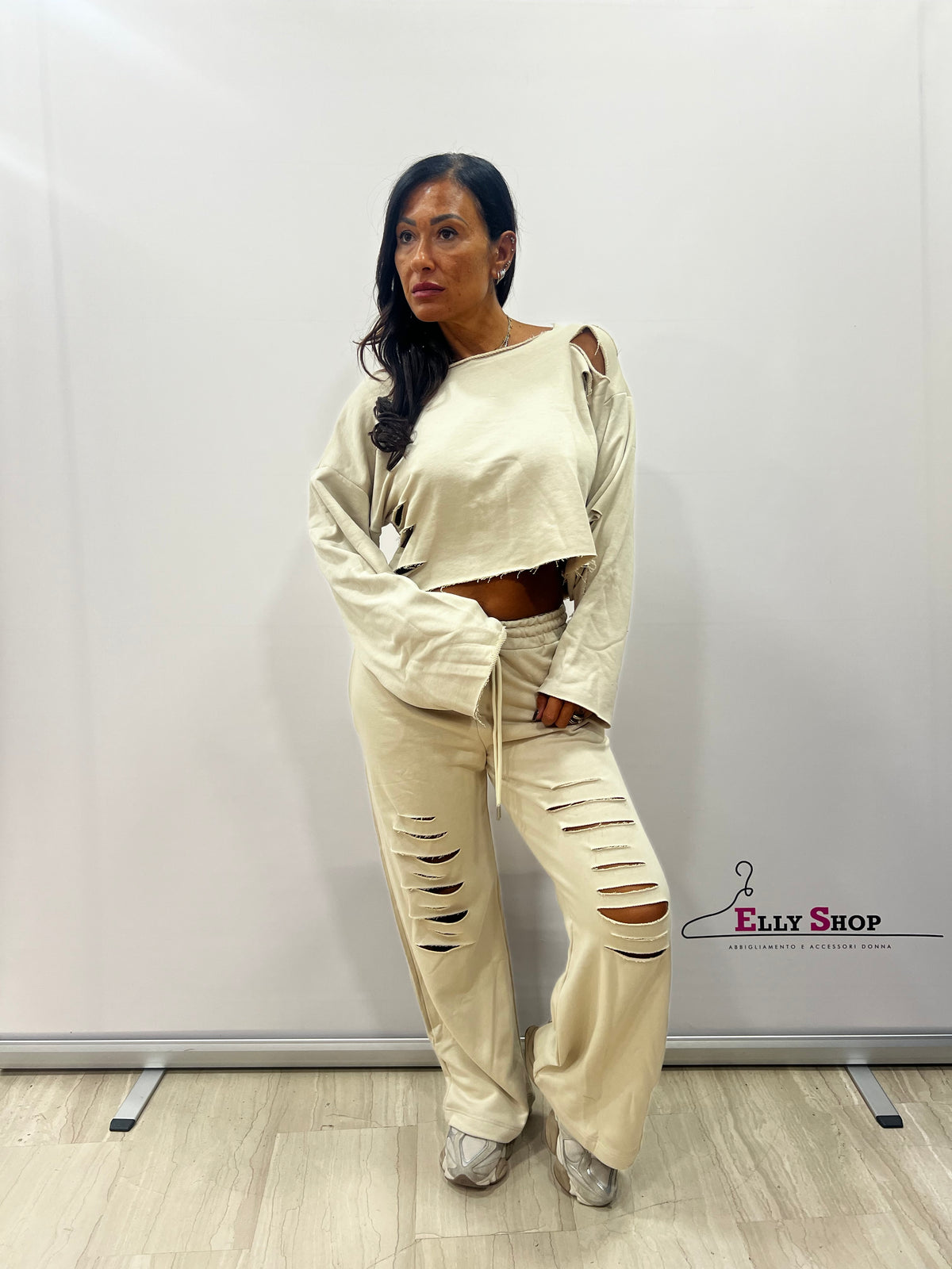 Completo Donna Destroyed Urban con Pantalone Palazzo