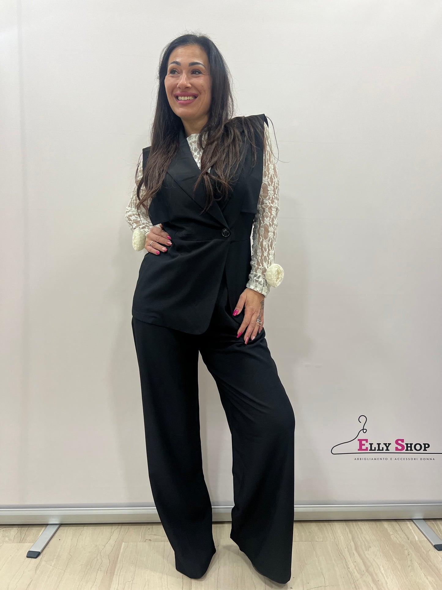 Completo donna elegante gilet e palazzo