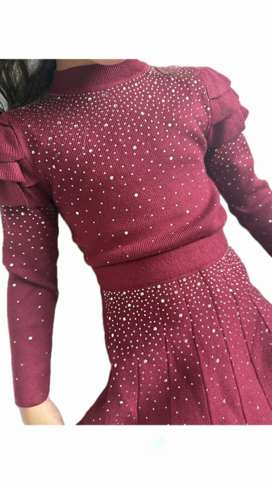 Completo elegante bordeaux bambina