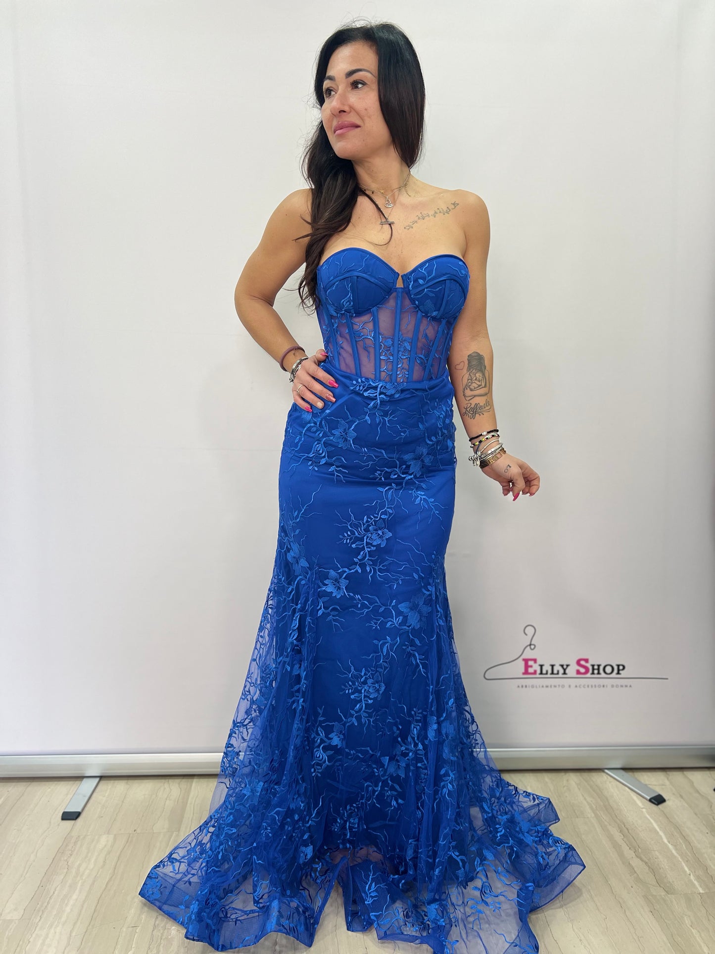 Abito lungo sirena con corsetto elegante