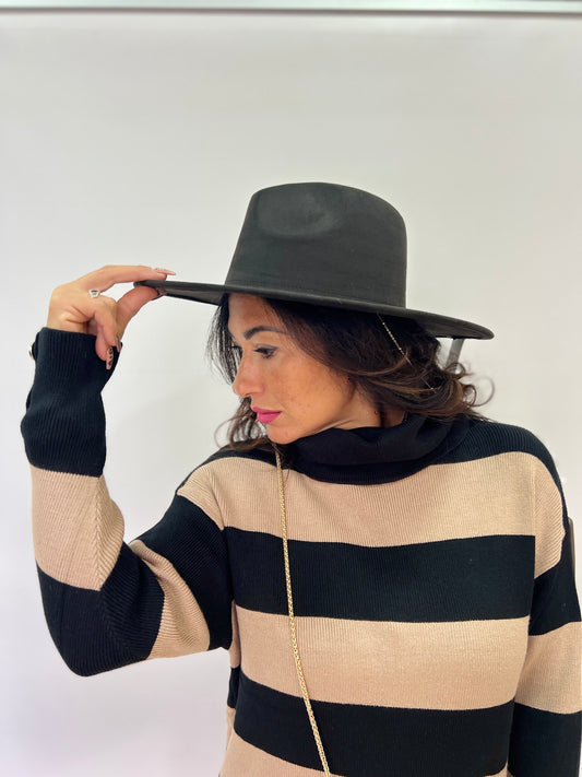 Cappello donna a tesa larga nero