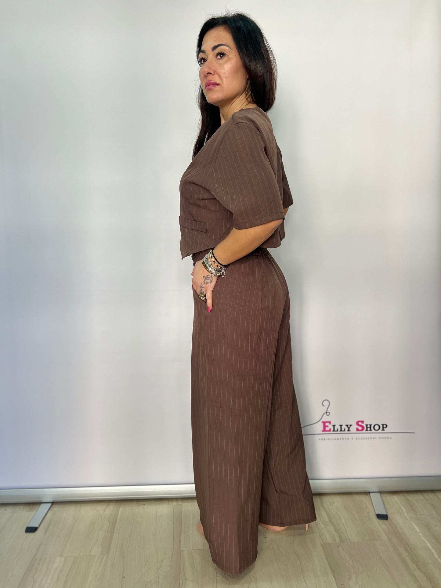 Completo donna gessato palazzo elegante curvy