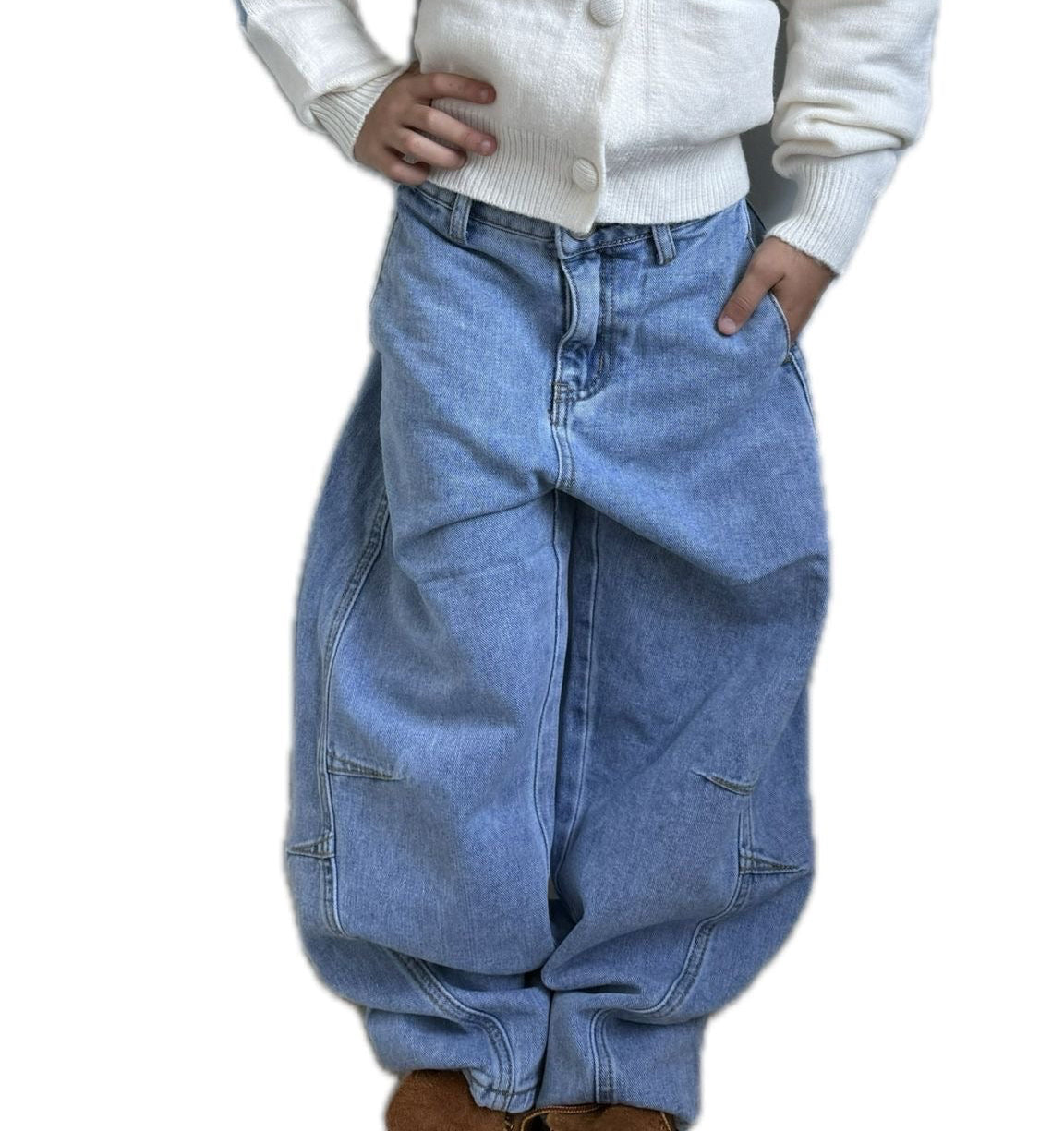 Jeans baggy bambina denim chiaro Balloon