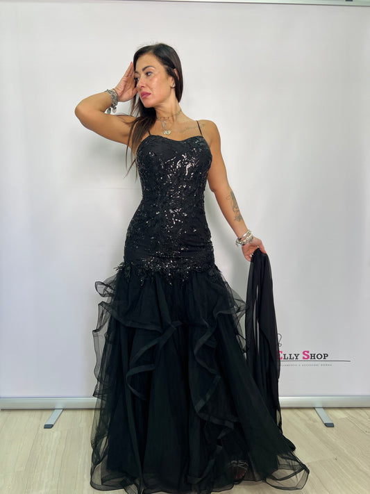 Abito Lungo elegante per cerimonie con Dettagli Frontali - Made in Italy