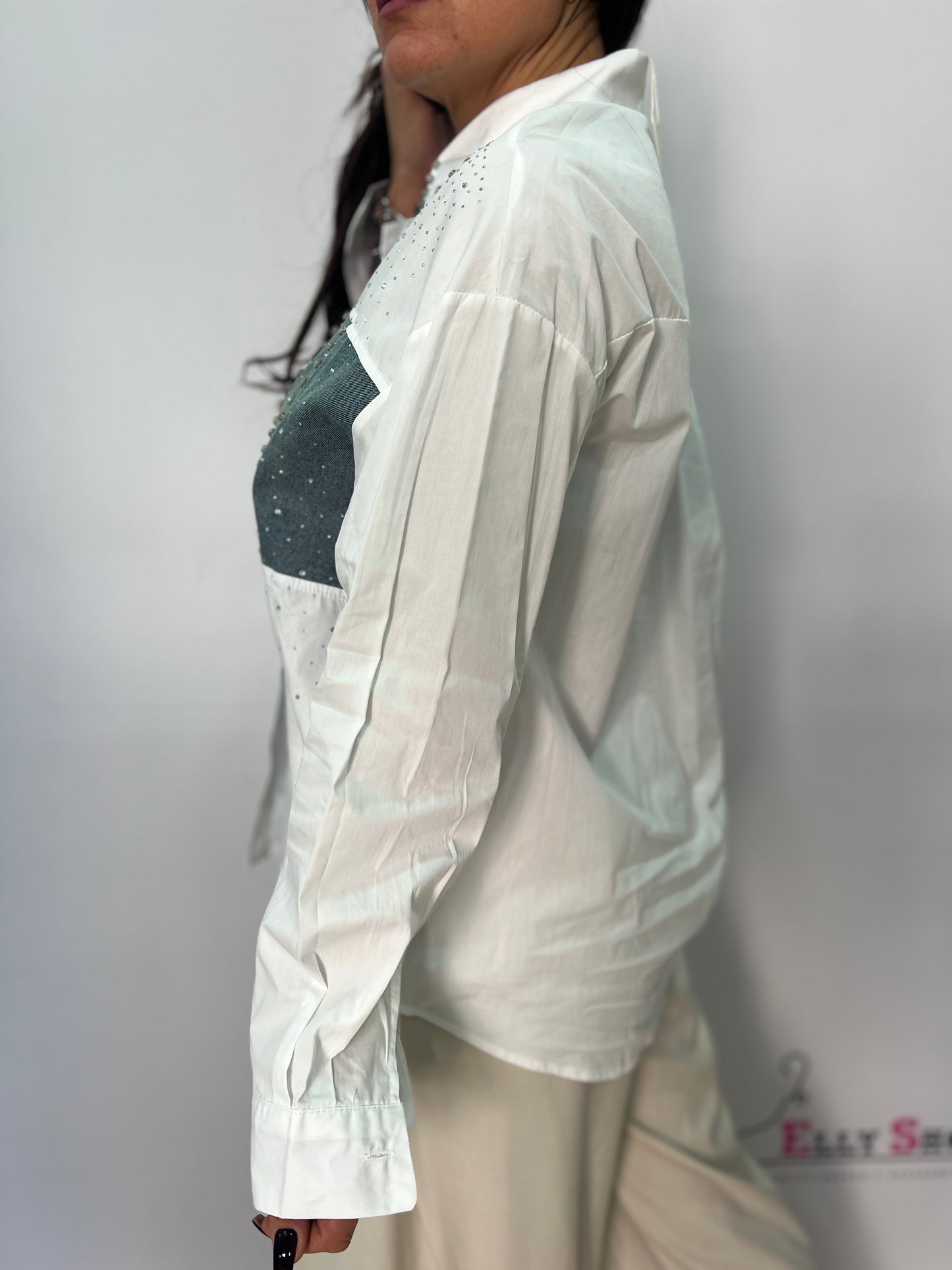 Camicia lunga donna con inserti decorativi