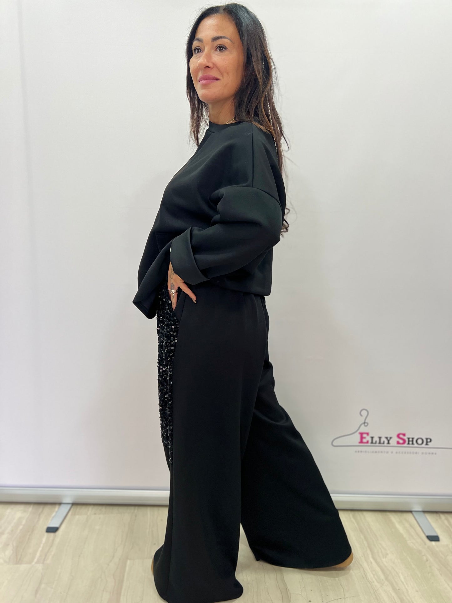 Completo curvy  con paillettes donna