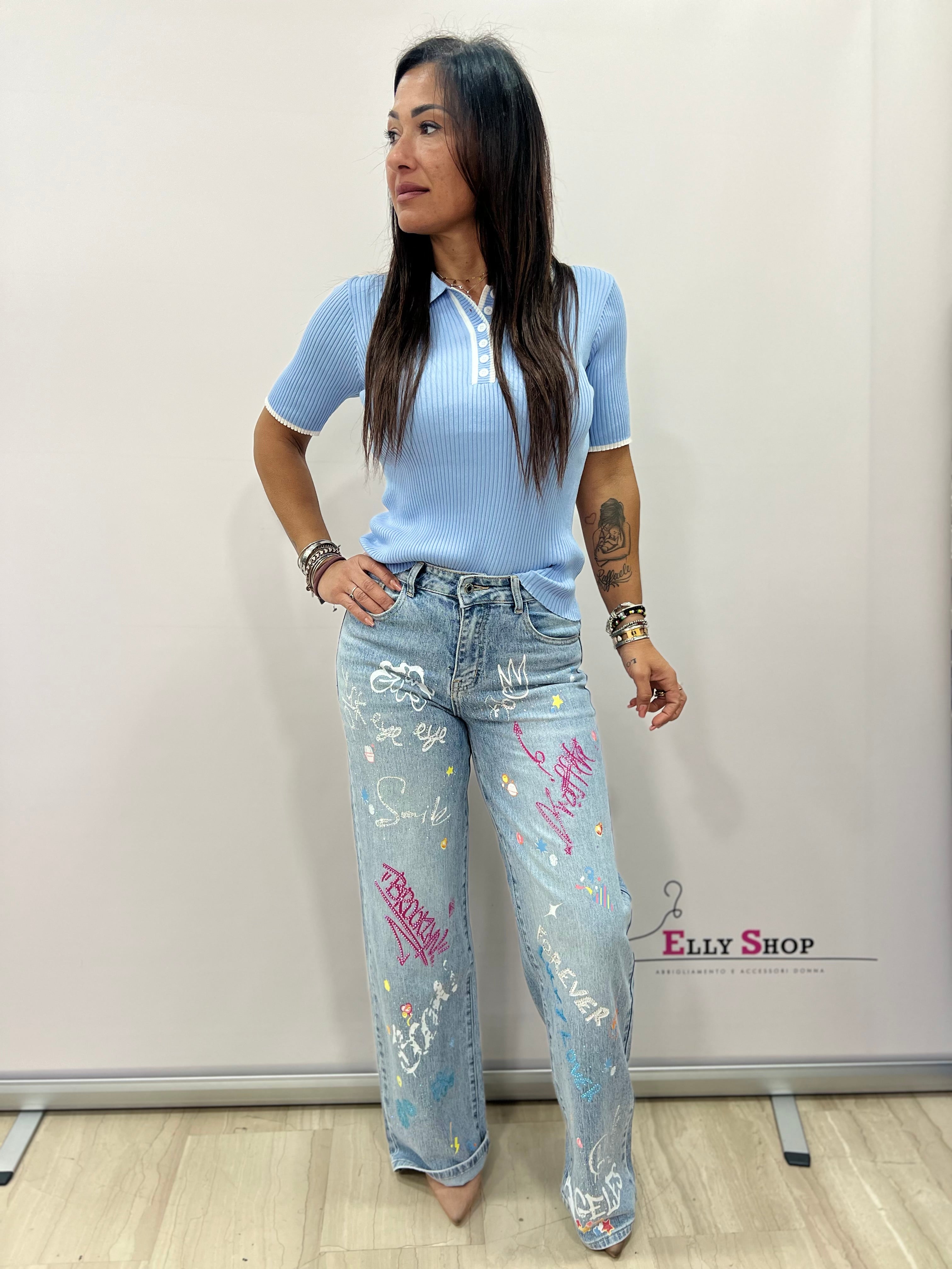 Maglia polo donna a costine aderente elegante