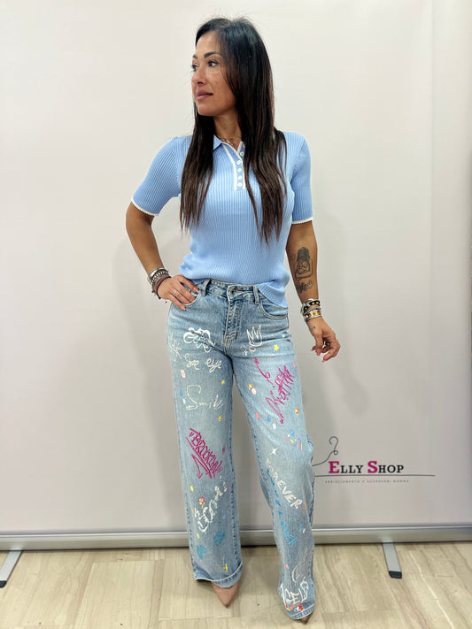 Maglia polo donna a costine aderente elegante