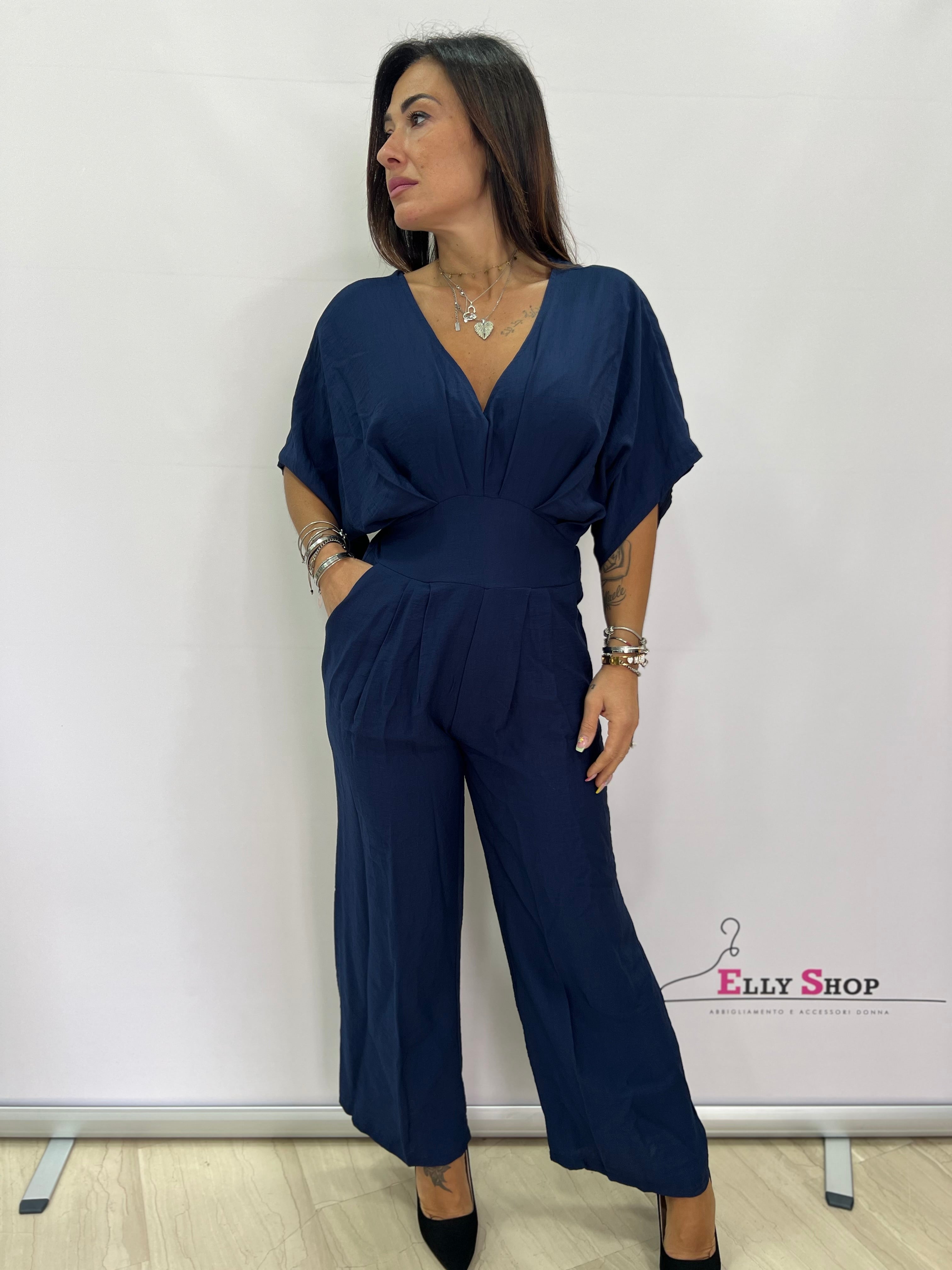Tuta Intera Elegante Donna Scollo a V - Taglia Unica fino a L, Disponibile in Nero, Verde, Blu e Giallo