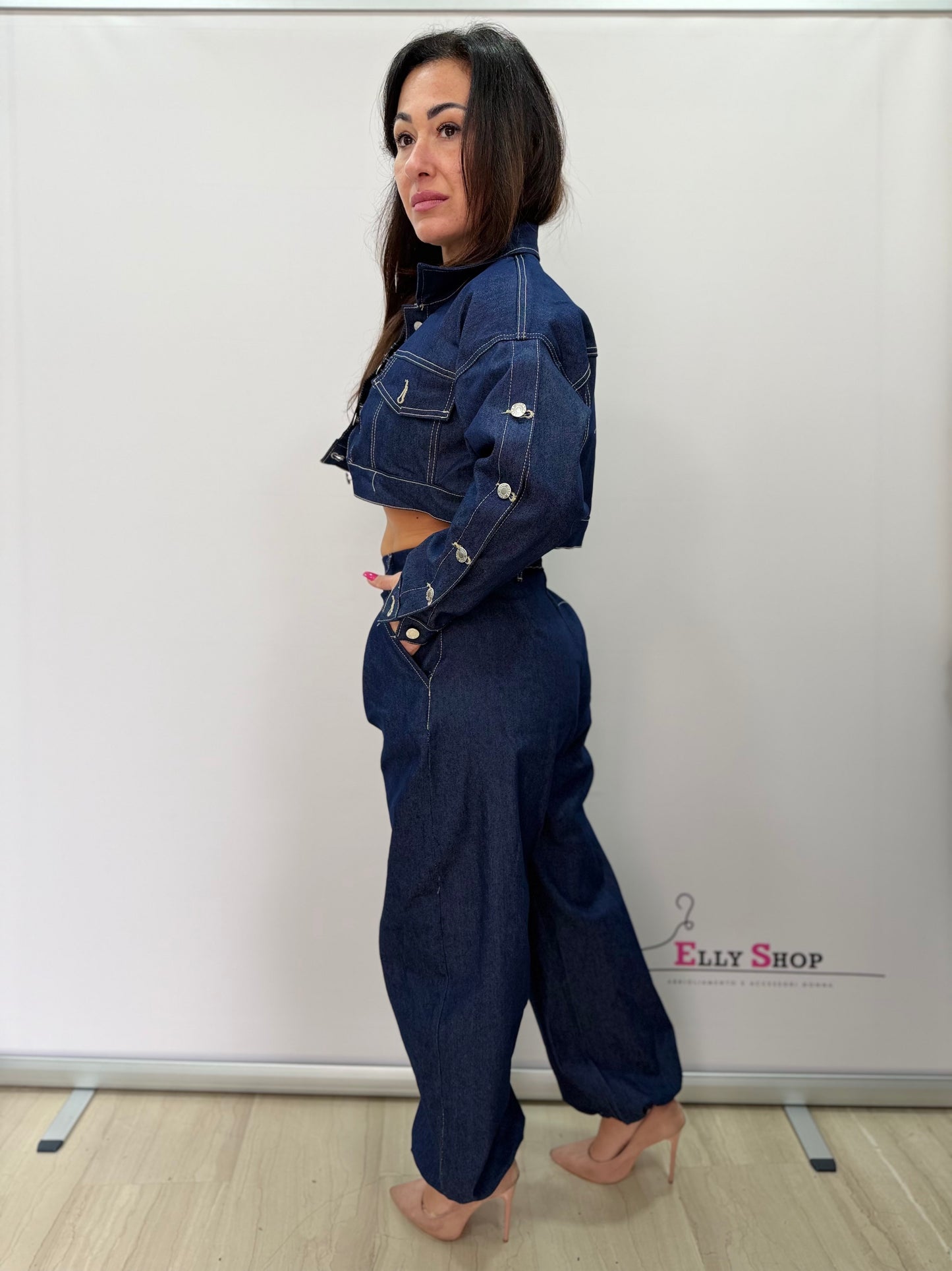 Completo donna 3 pezzi denim scuro trendy