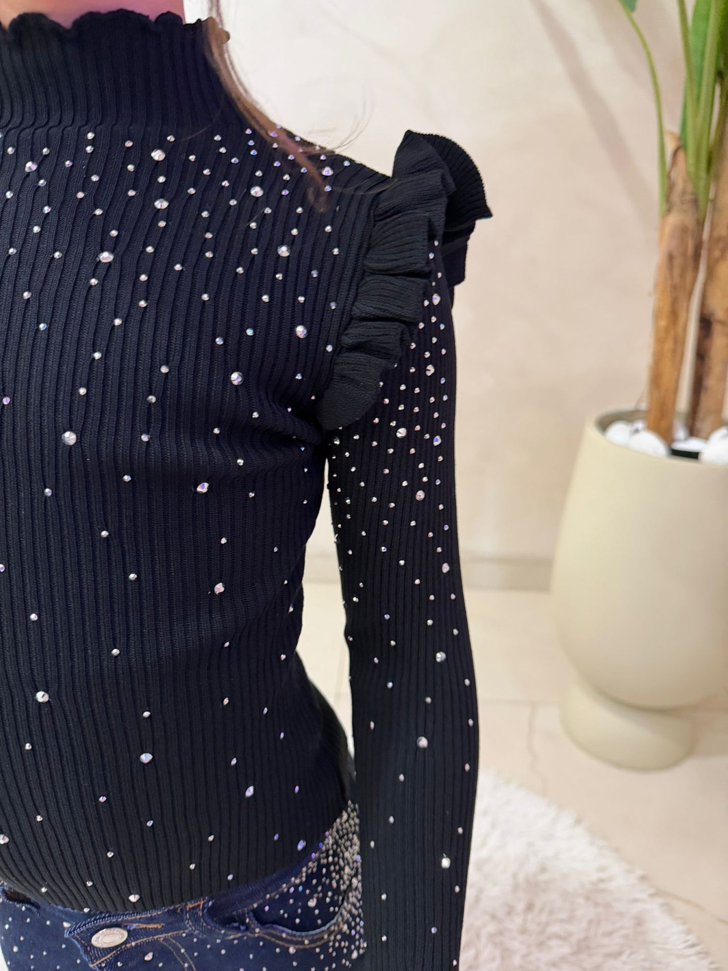 Maglia bambina strass maniche lunghe