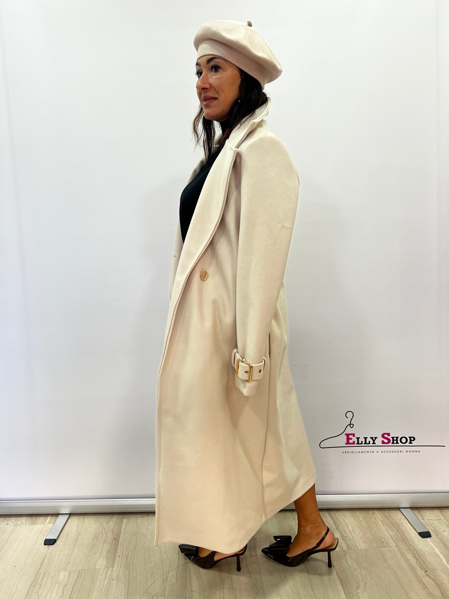 Cappotto lungo donna con cintura elegante
