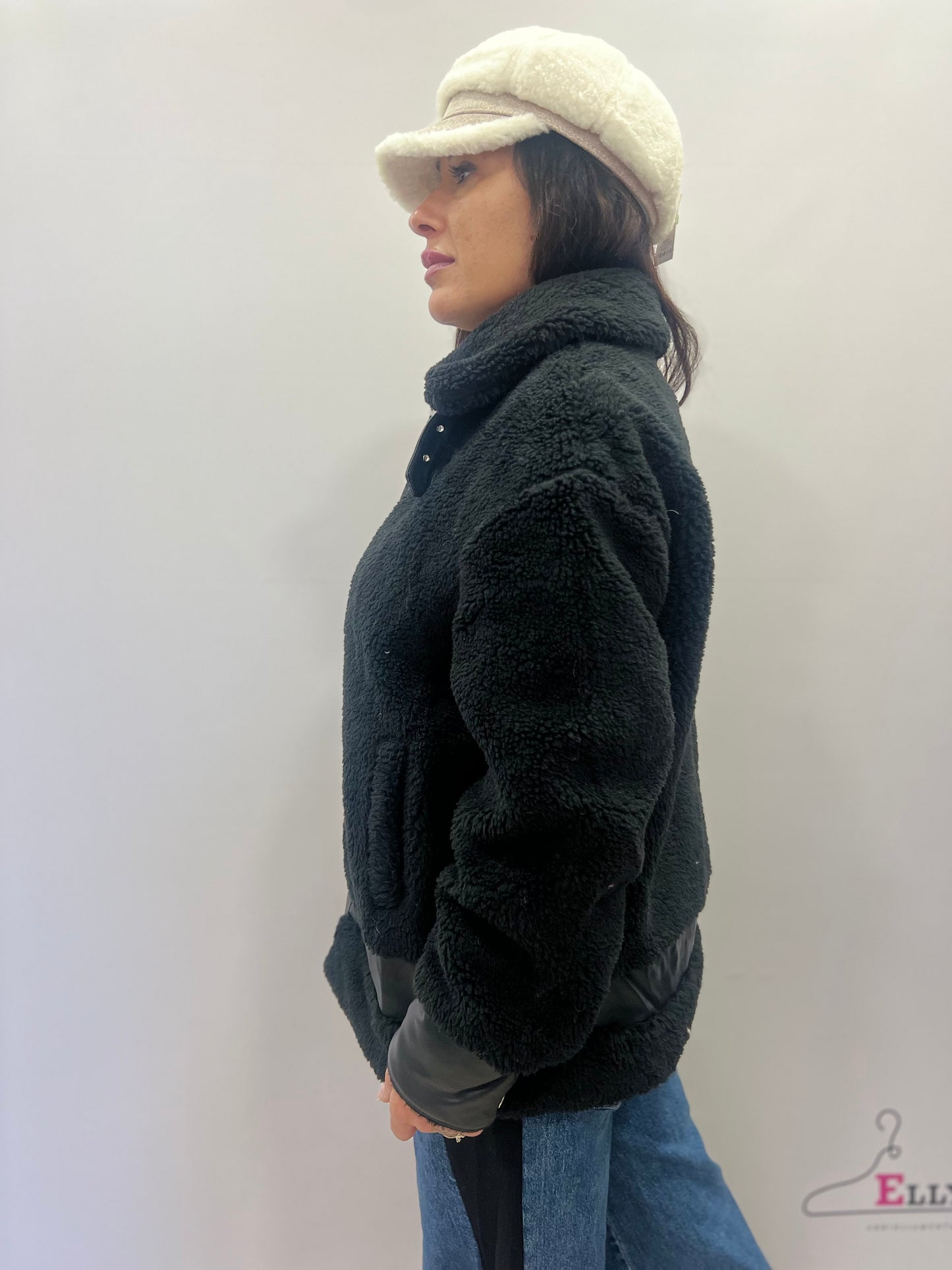 Giacca teddy donna con ecopelle montone