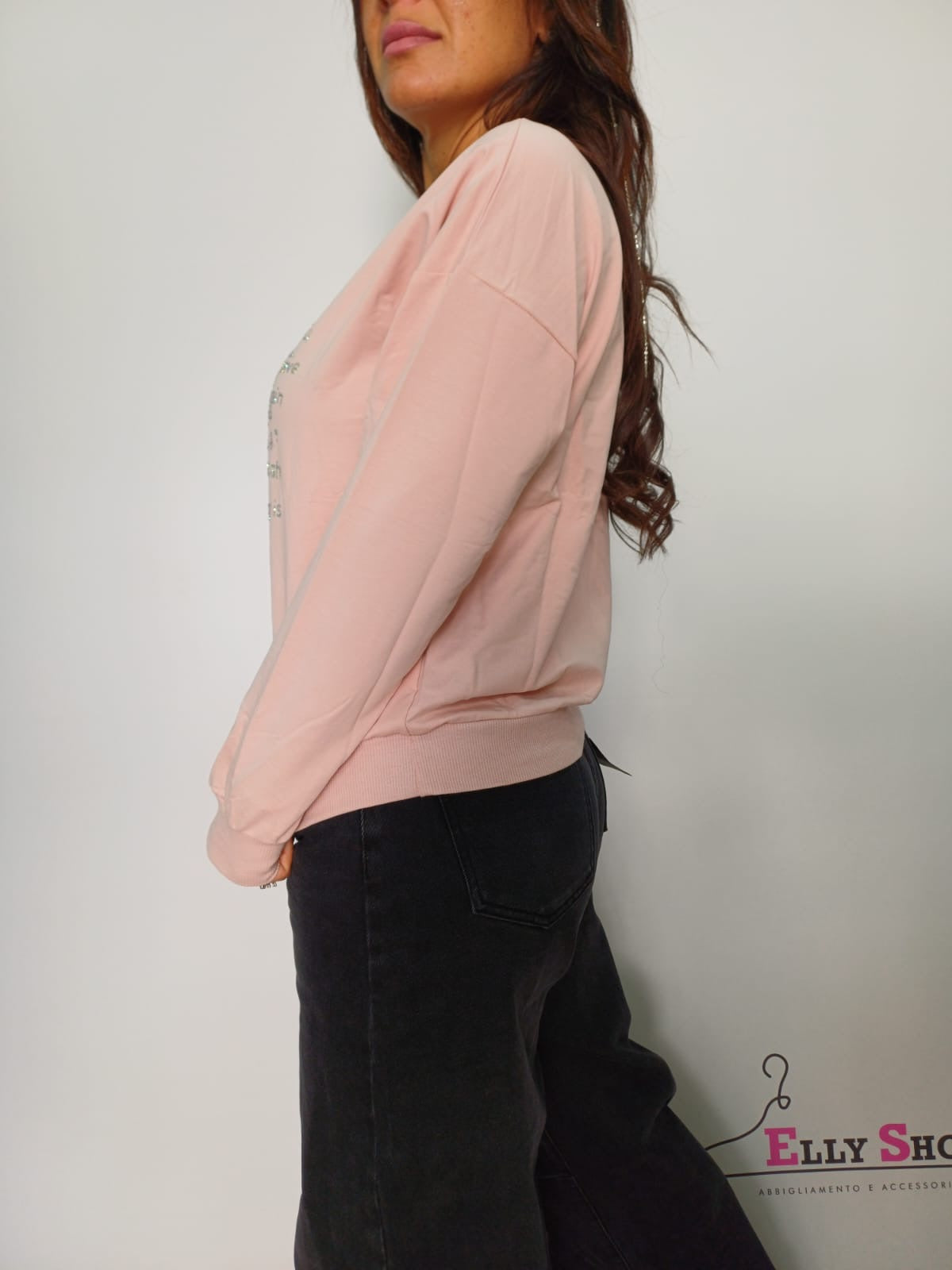 Felpa donna cuori glitterati casual