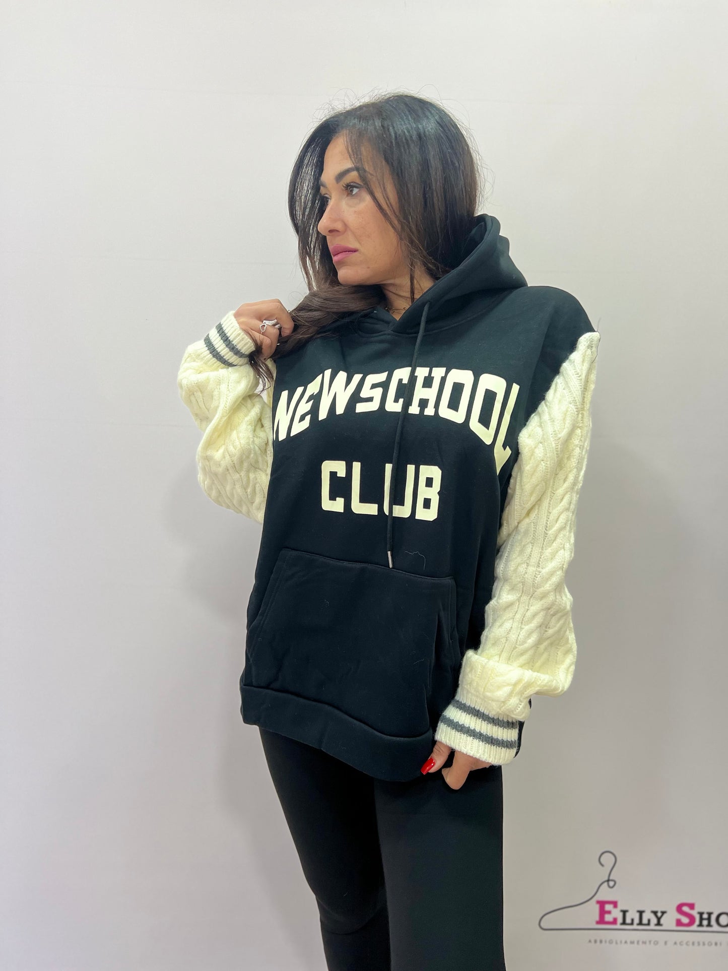 Felpa oversize donna con cappuccio e stampa