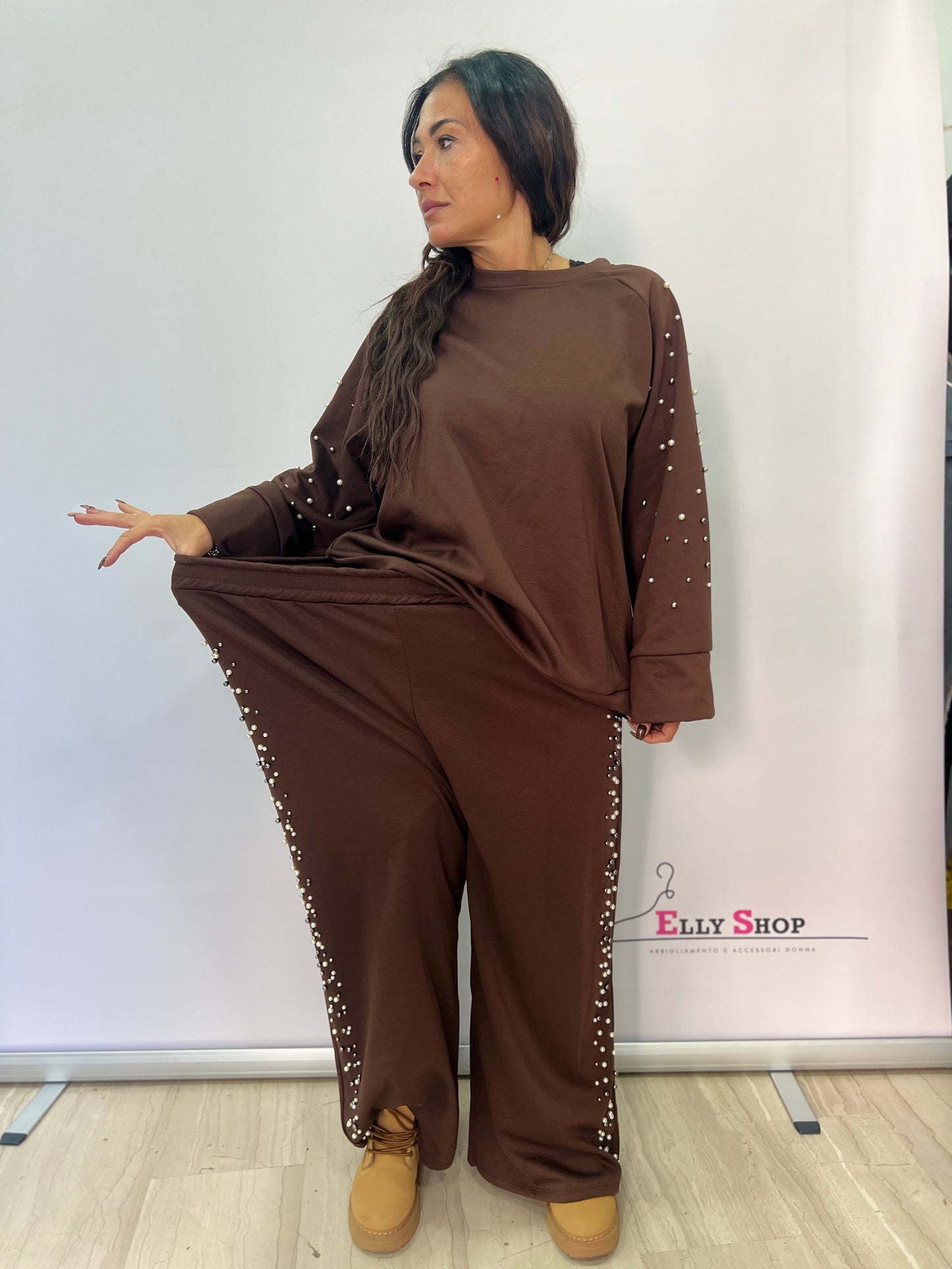 Completo curvy donna con perle decorative