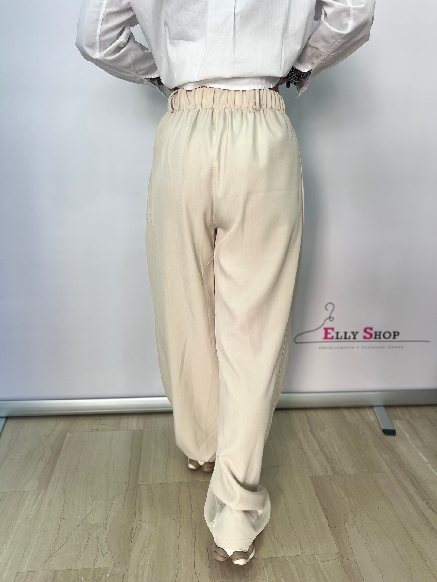 Pantalone donna ampio con piega incrociata
