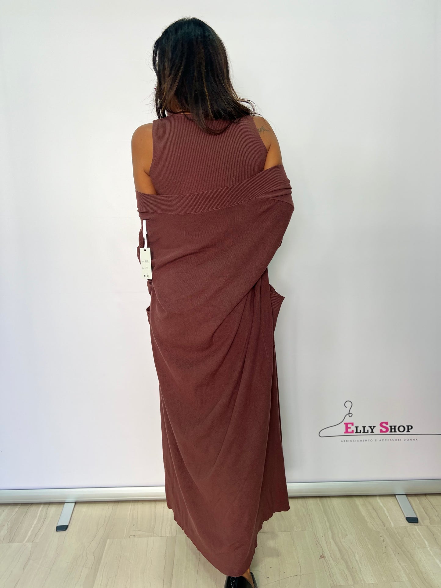 Vestito con Cardigan a Costine