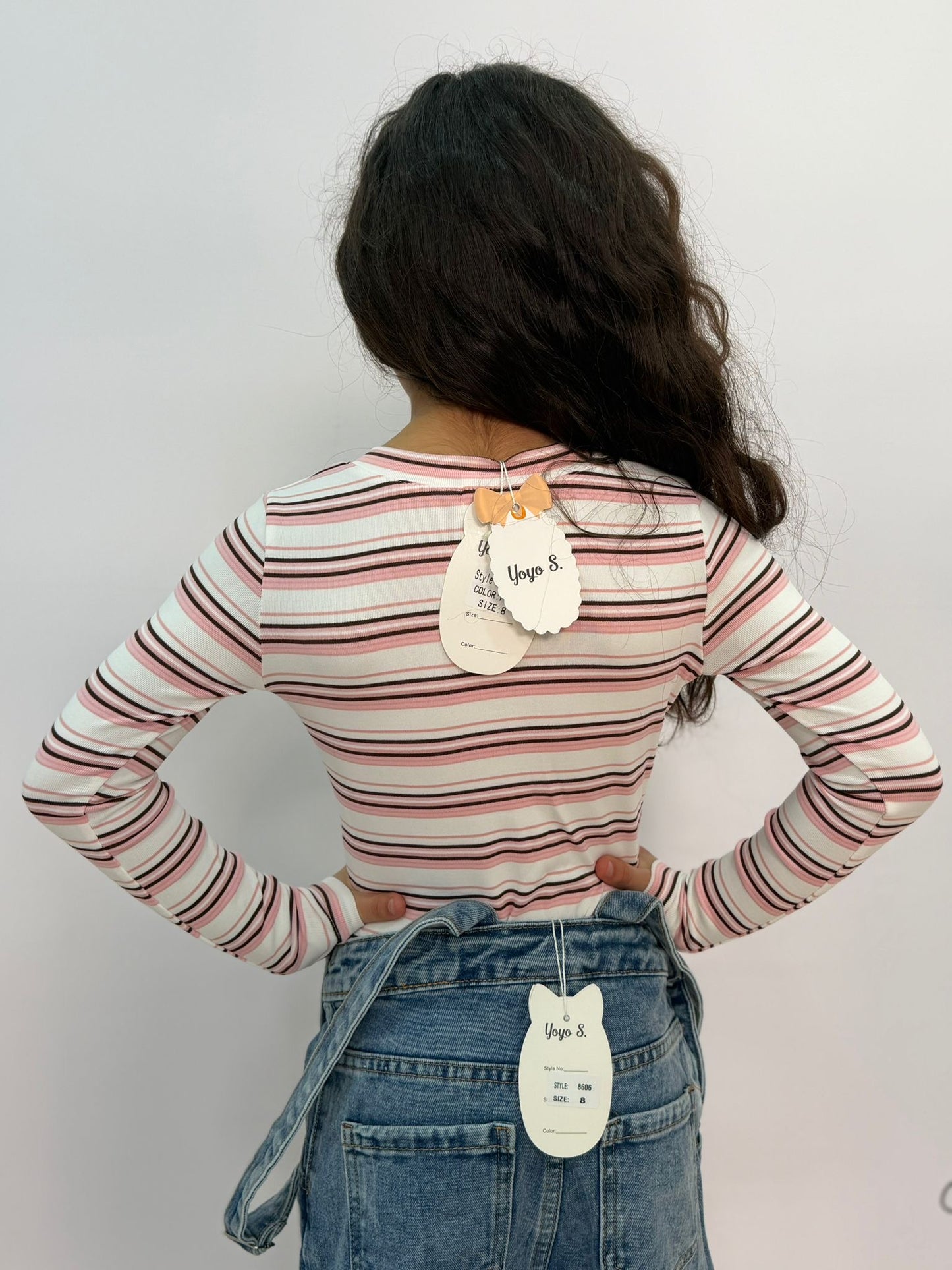 Maglia bambina a righe manica lunga casual