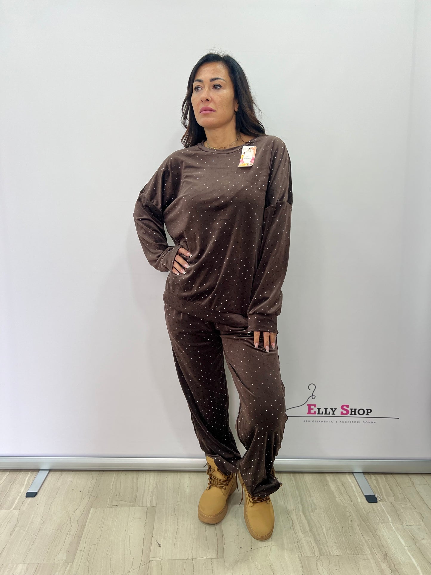 Completo loungewear con brillantini donna curvy