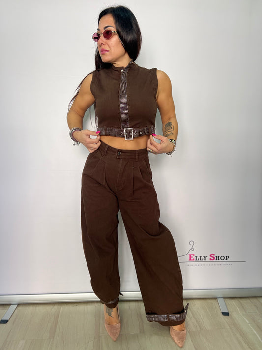 Completo donna crop con pantalone palazzo chic