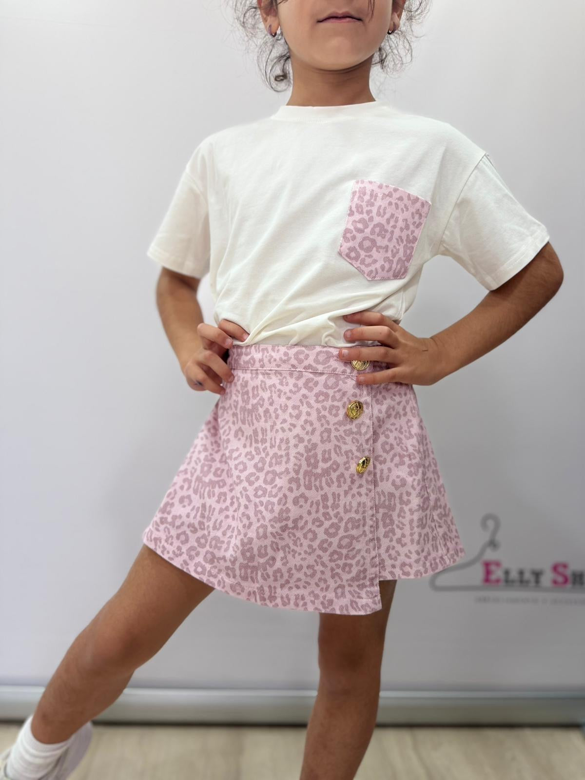 Completo estivo bambina animalier rosa