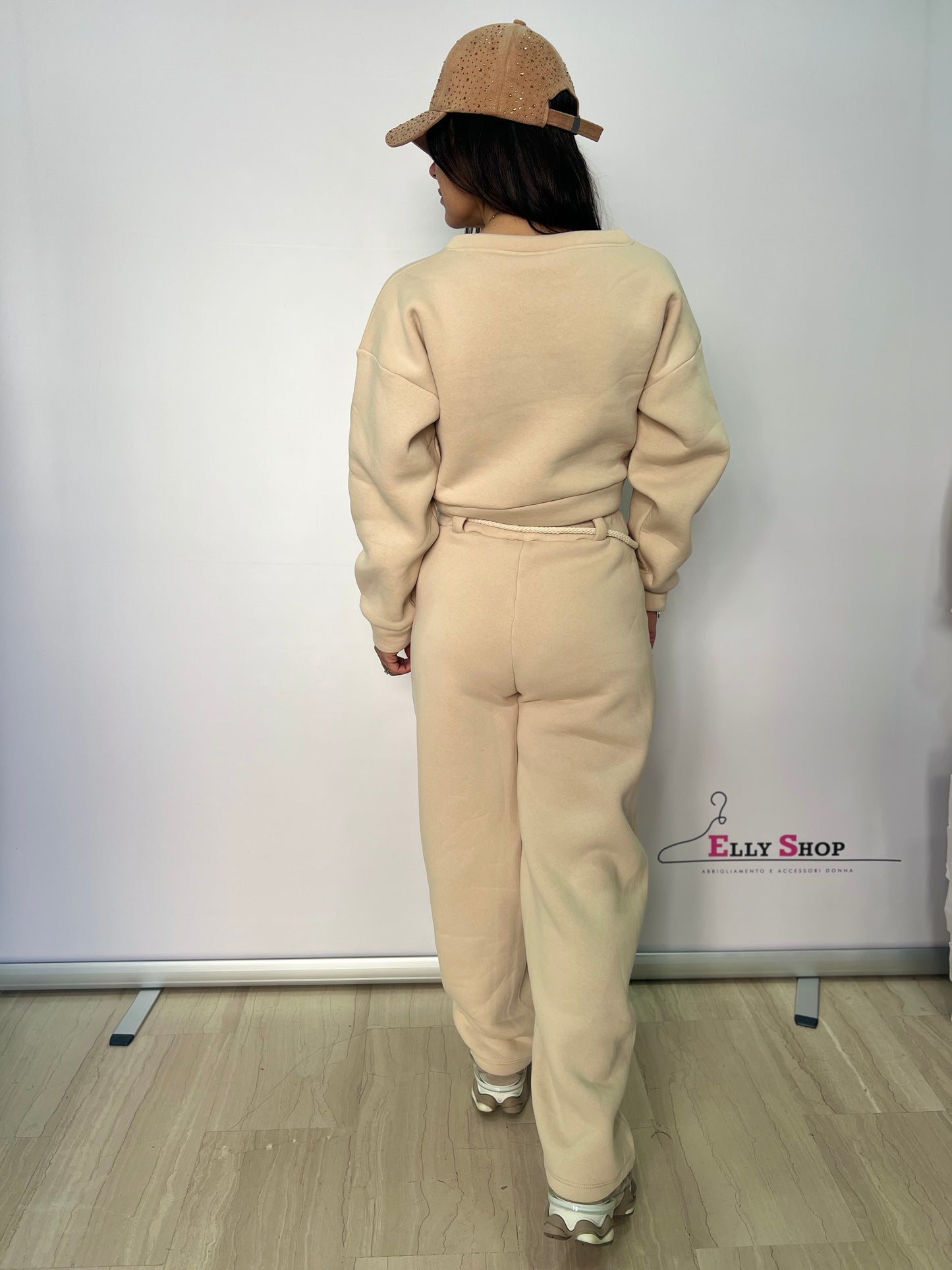 Completo tuta donna felpa crop e pantalone jogging