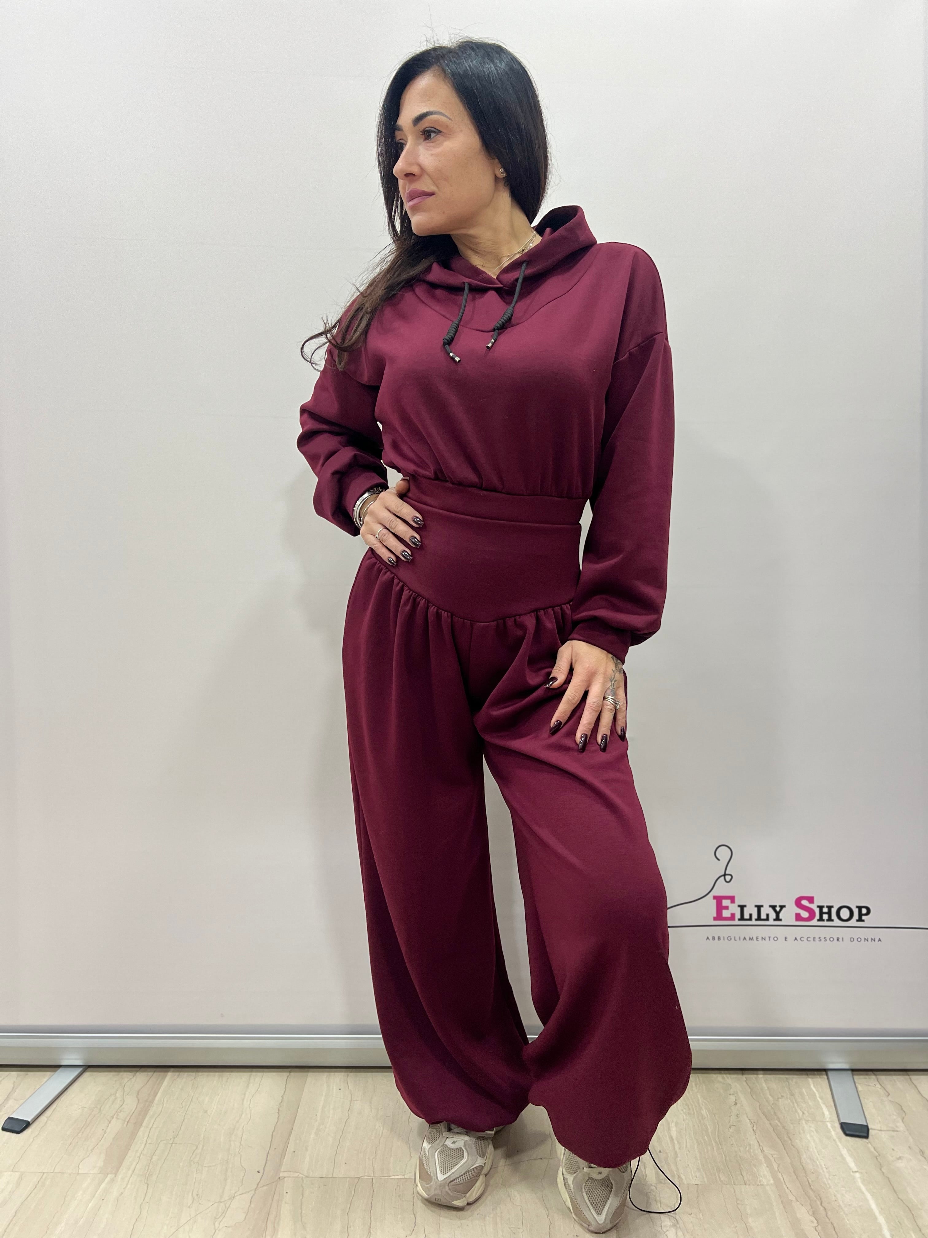 Completo tuta donna felpa e pantalone palazzo