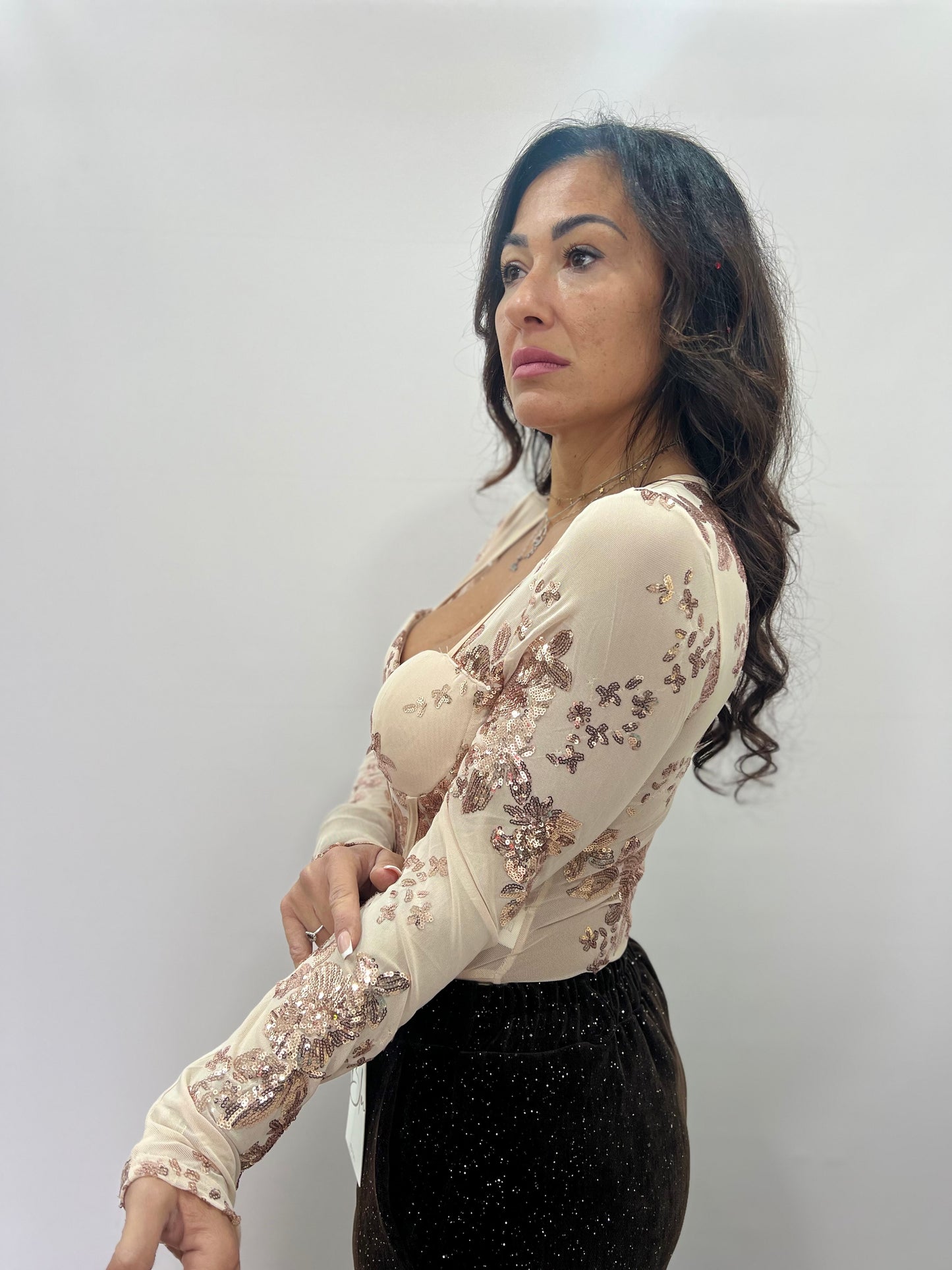 Body trasparente ricamato elegante