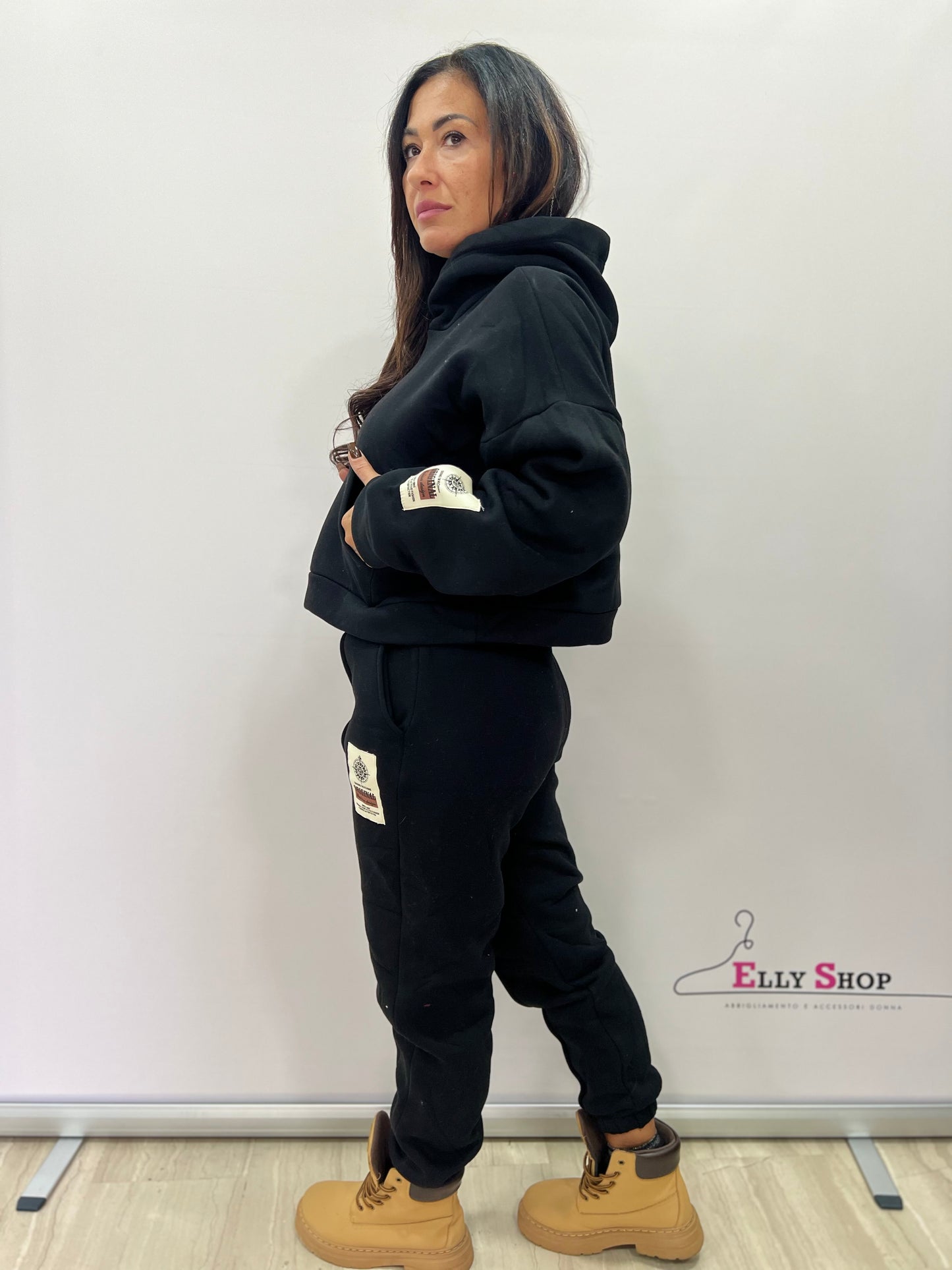 Completo felpato donna con cappuccio casual