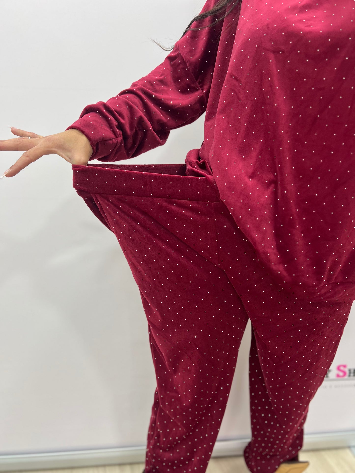 Completo loungewear con brillantini donna curvy