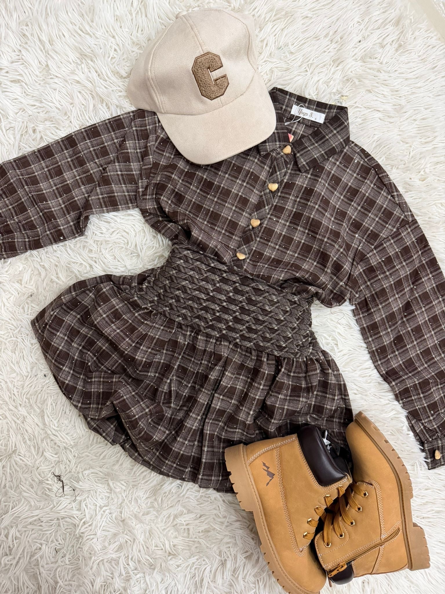 Vestito bambina a quadri autunno inverno