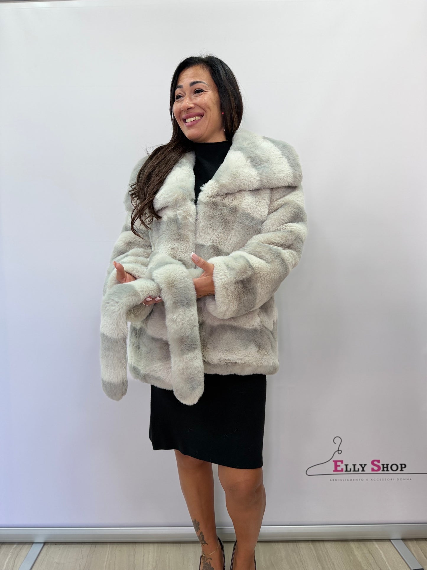 Giacca pelliccia sintetica donna elegante