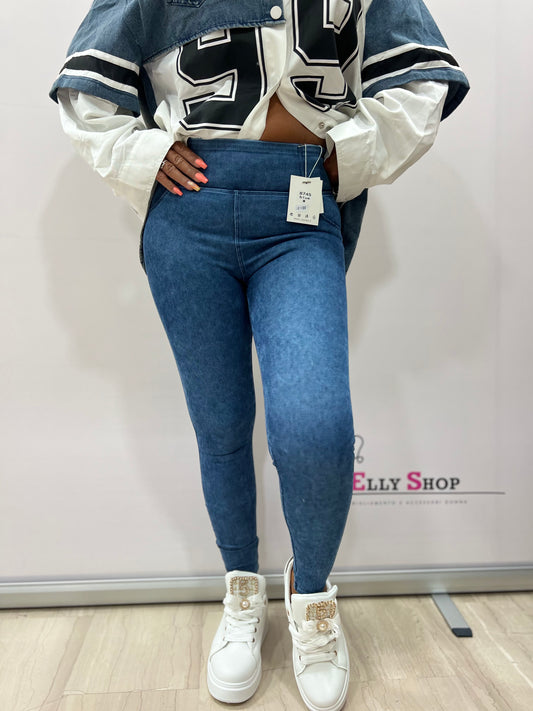 Leggins push up effetto denim