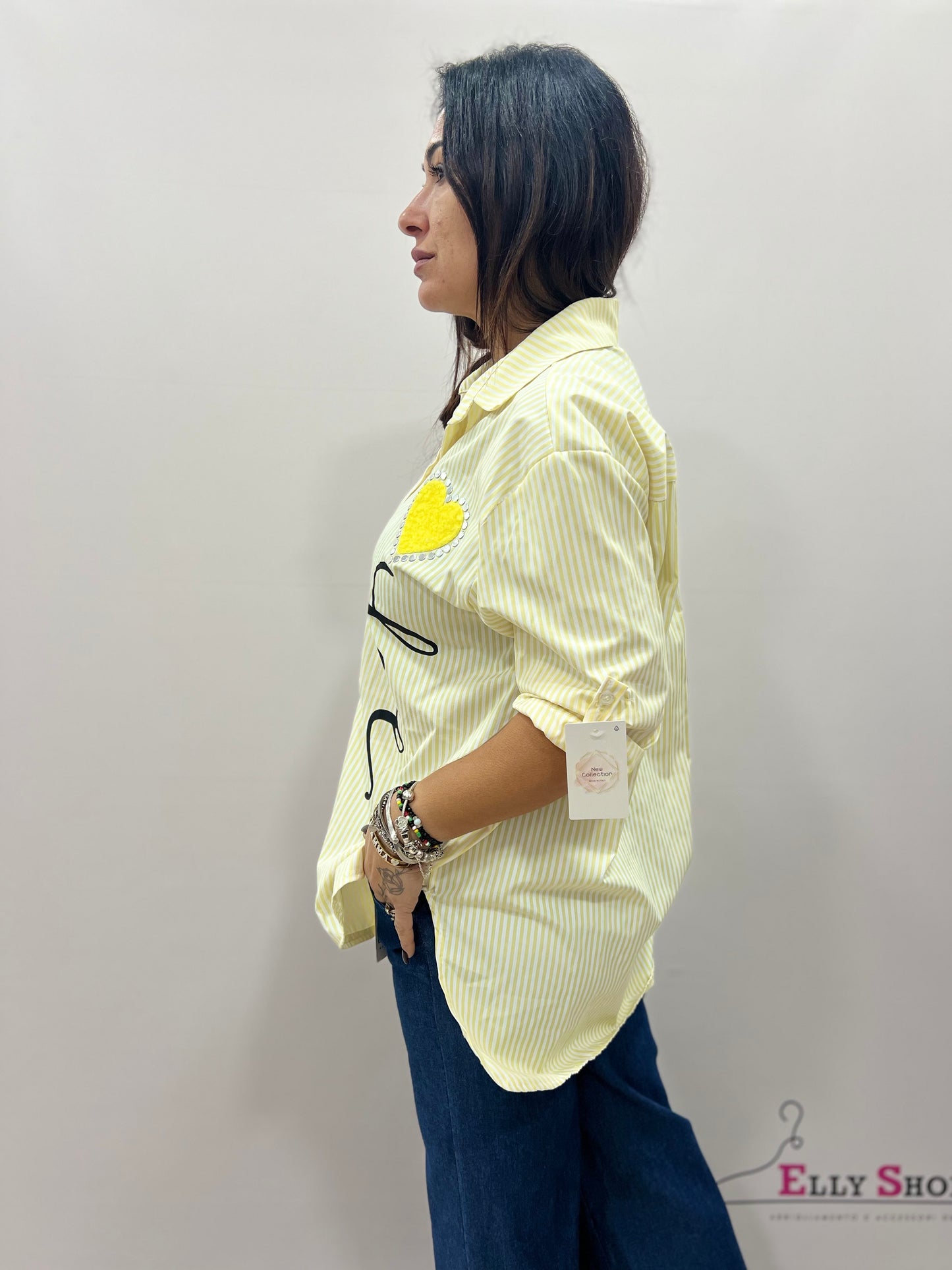 Camicia donna a righe con cuore Love