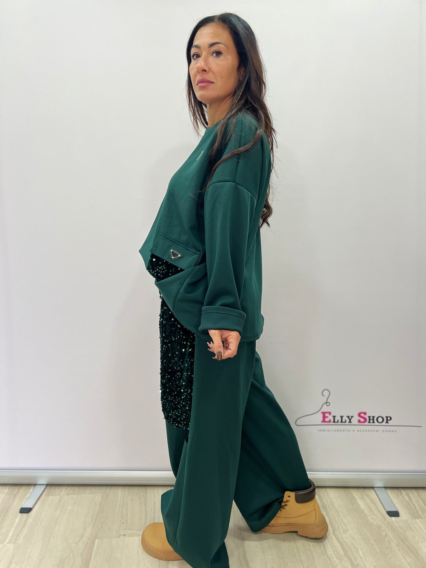 Completo curvy  con paillettes donna