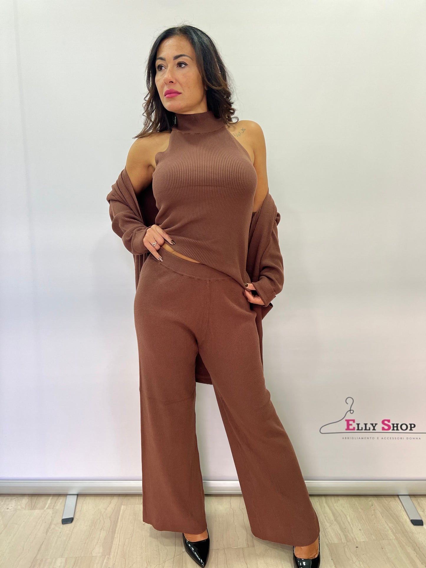 Completo donna 3 pezzi in maglia elegante