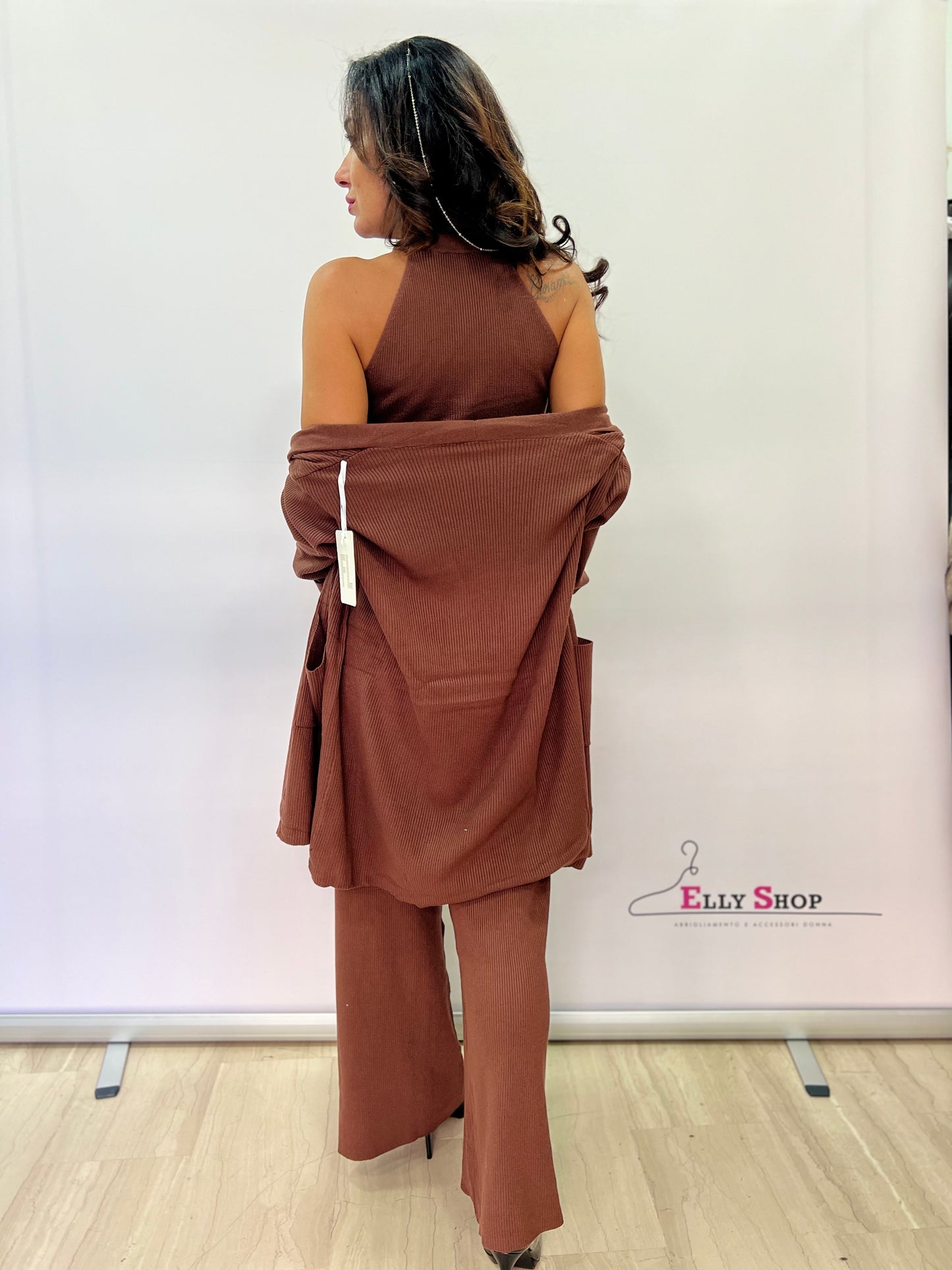 Completo donna 3 pezzi in maglia elegante