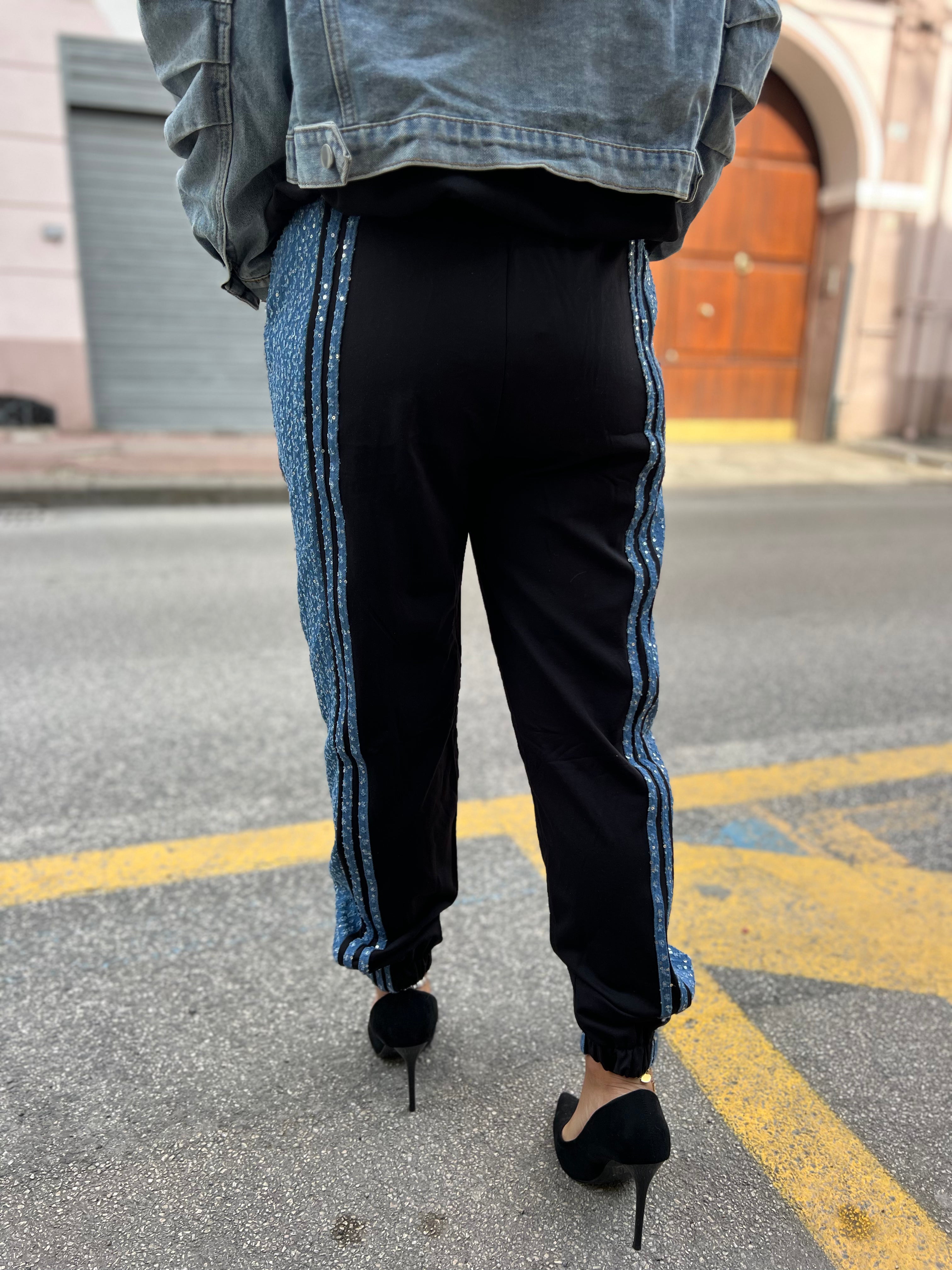 Pantalone jeans e paillette