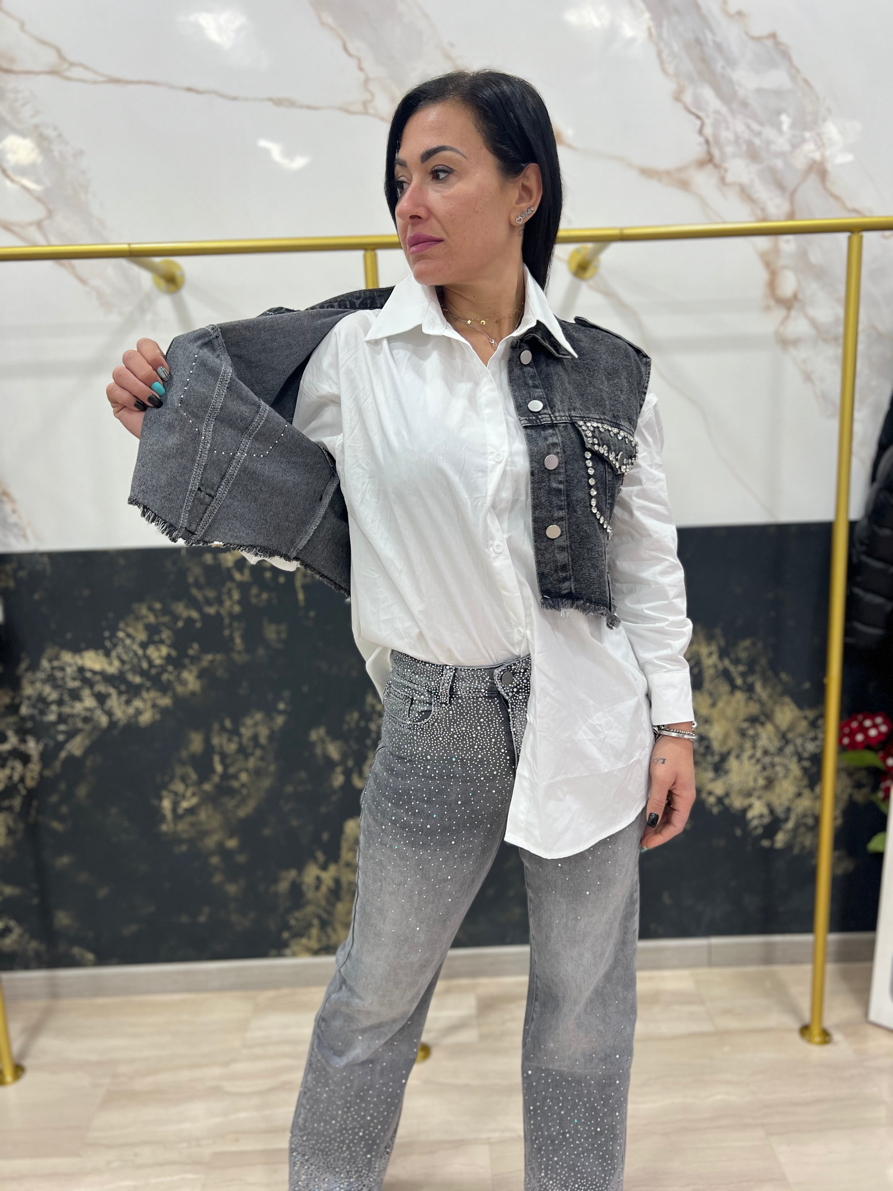 Camicia con smanicato in jeans