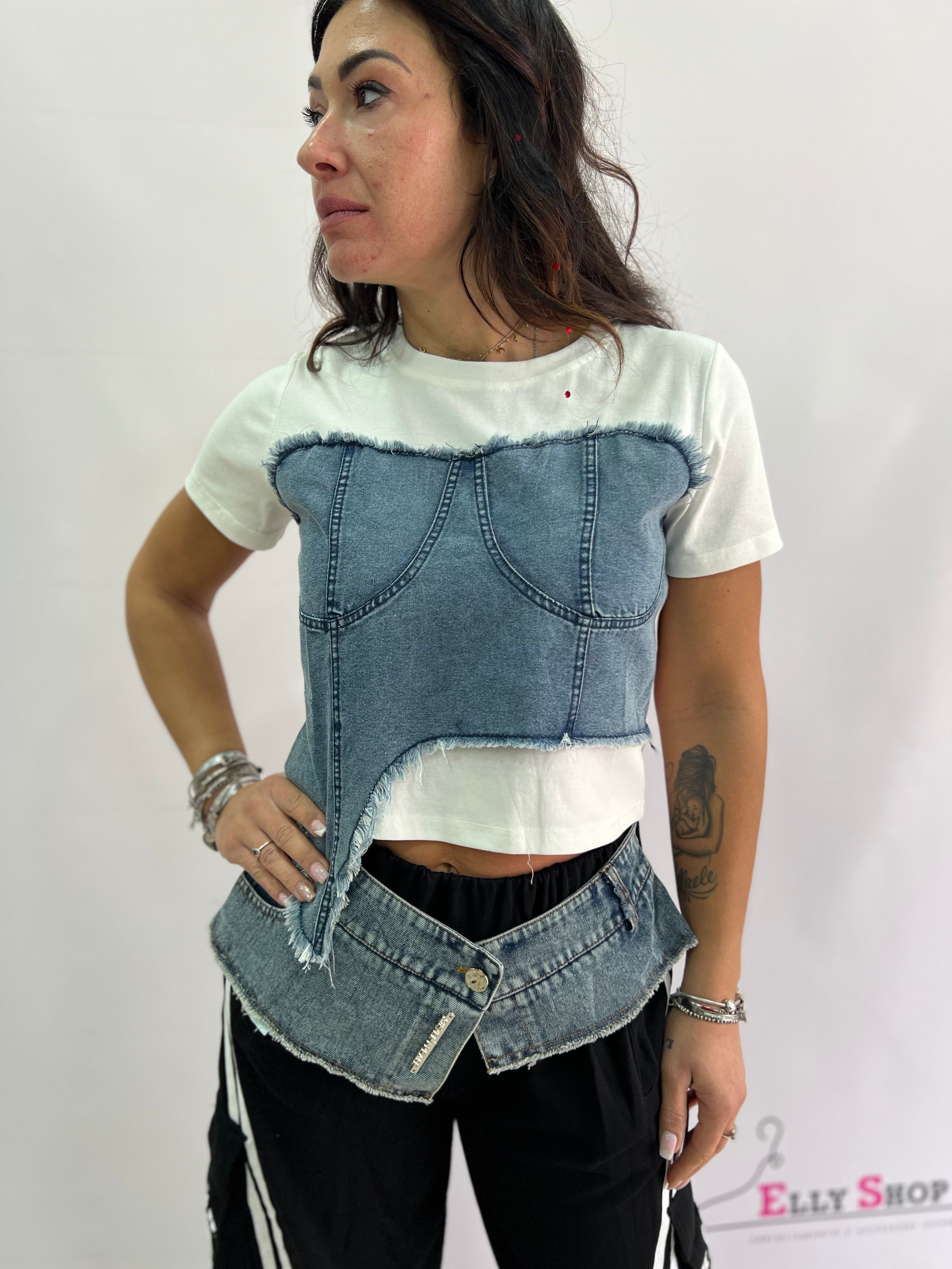 T-shirt corpetto denim