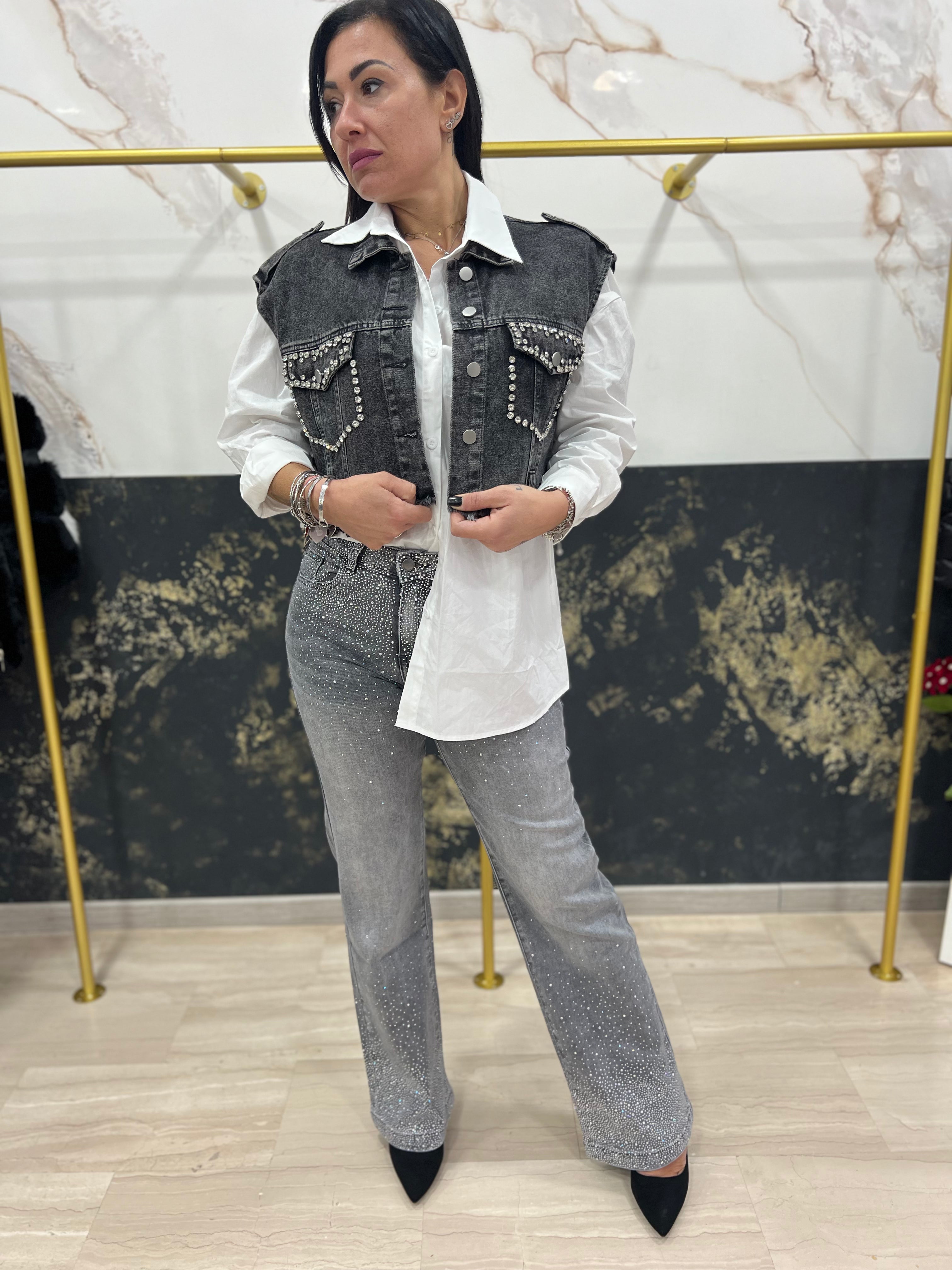 Jeans scuro brillantini