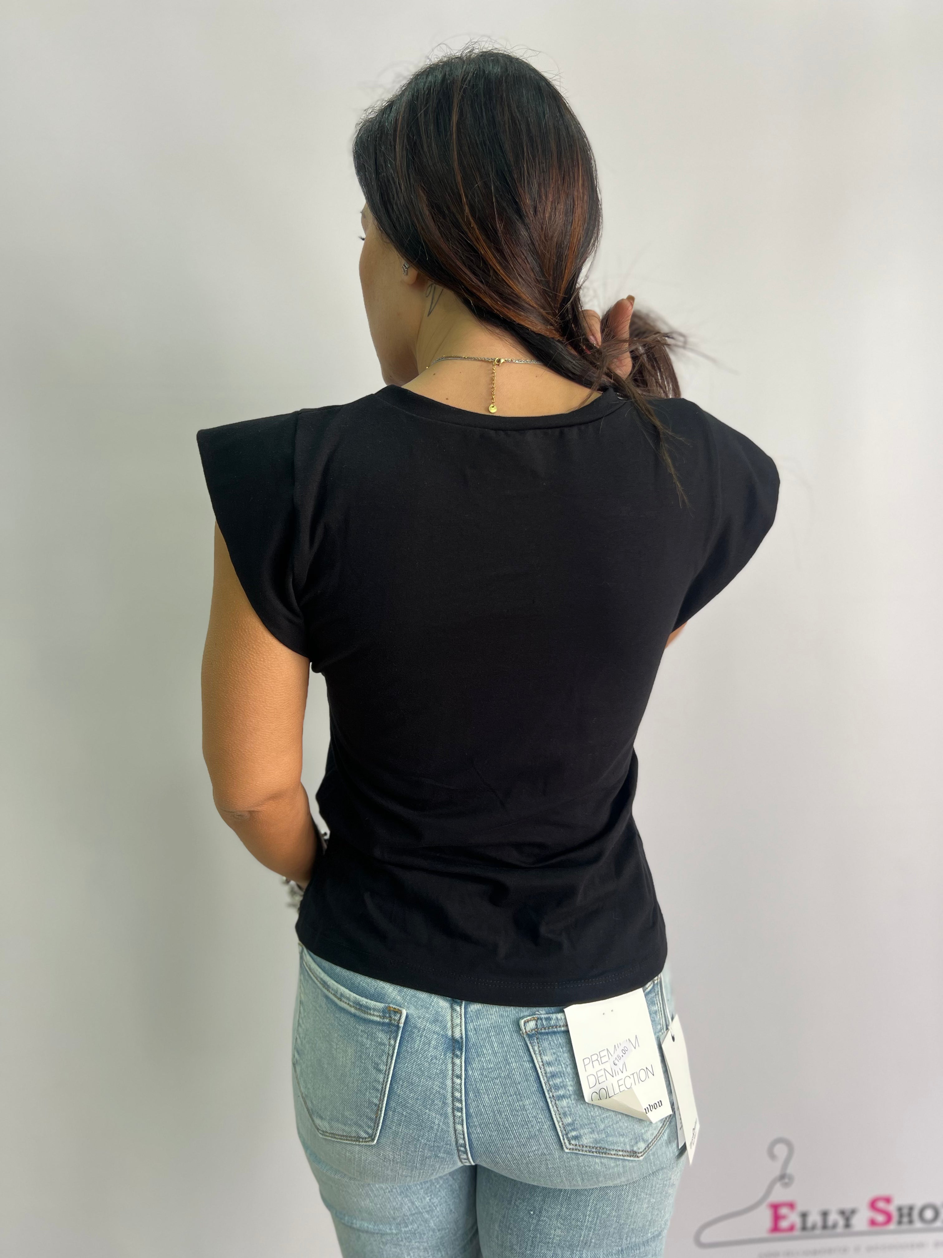 T-shirt donna con spalline imbottite – disponibile in nero, arancio, verde e fuxia