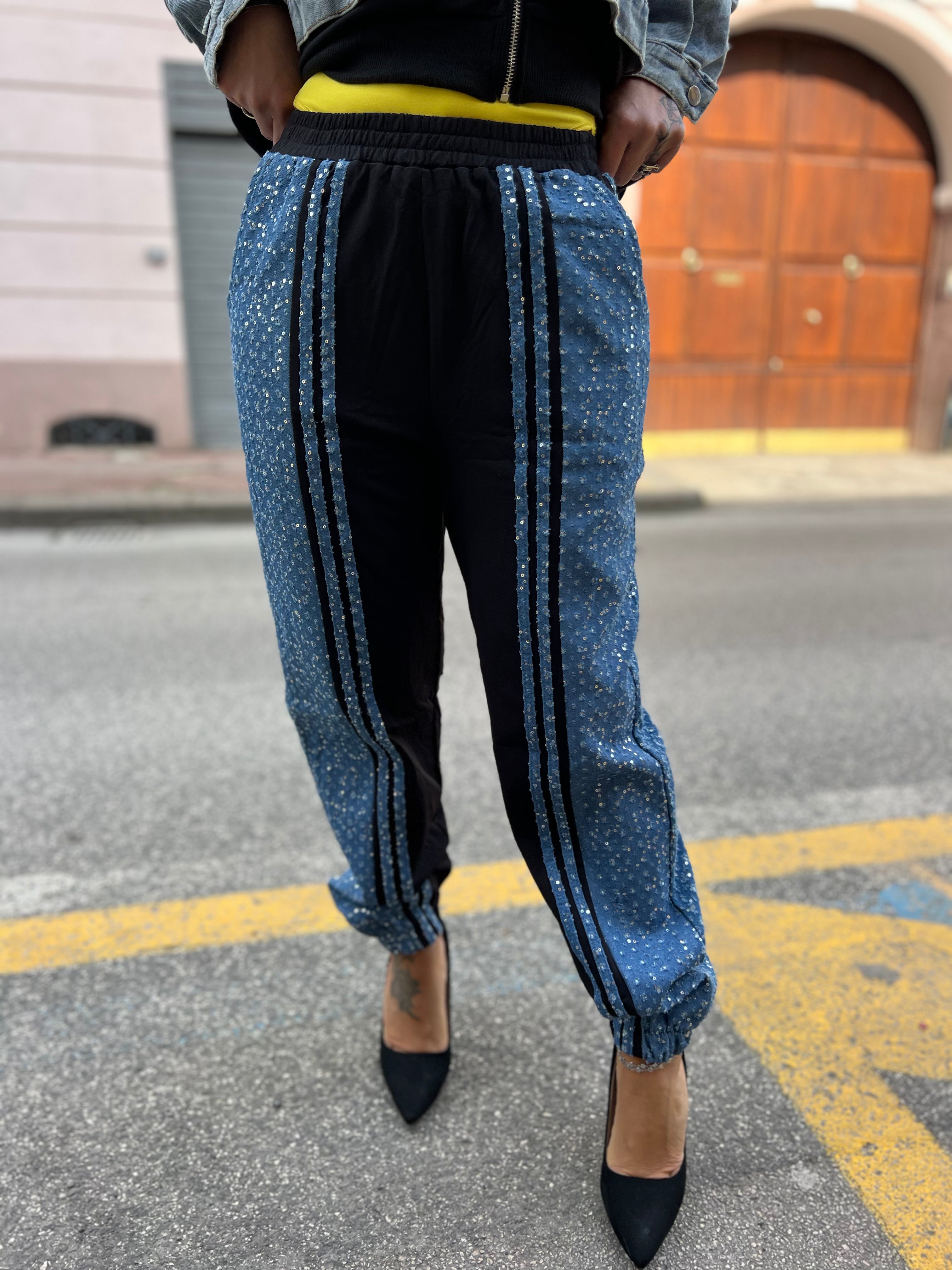 Pantalone jeans e paillette