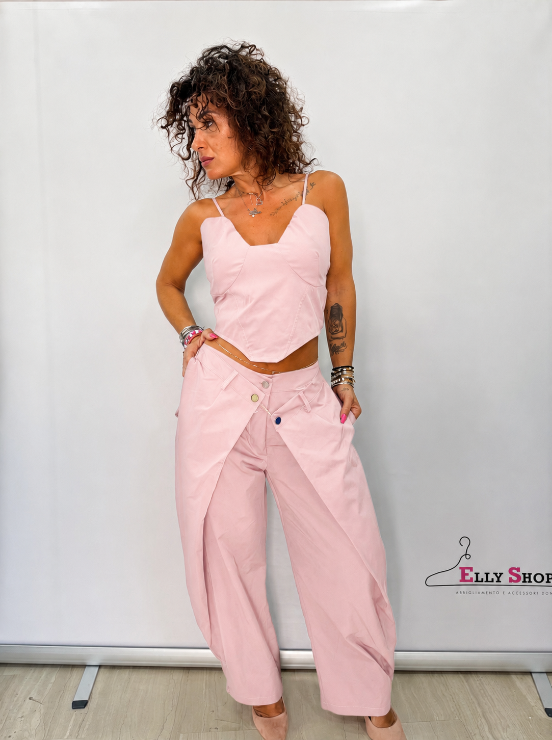 Completo Japan Donna Top Corsetto e Pantalone Palazzo